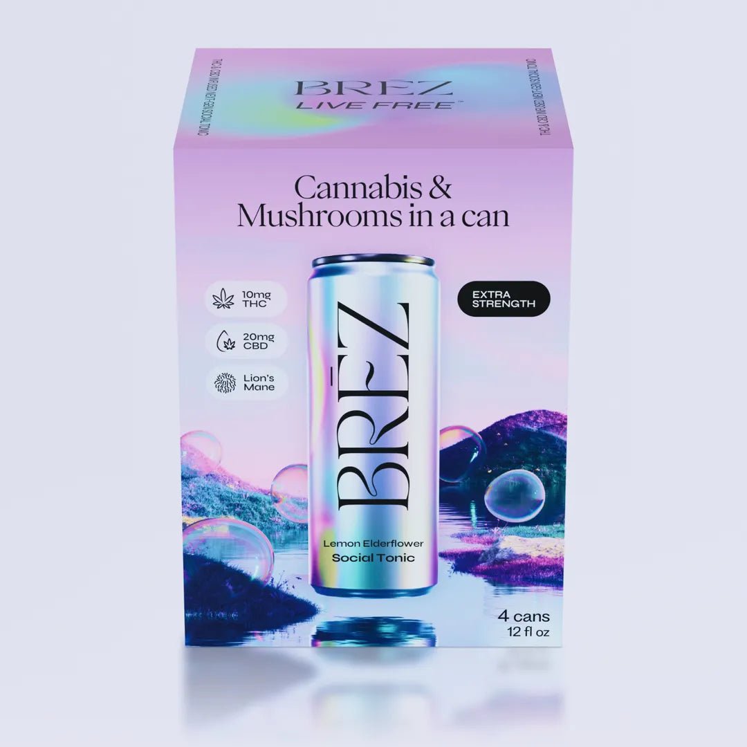 Brez Social Tonic OG Extra Strength - 10mg THC, 20mg CBD & Lion’s Mane | 4 Pack
