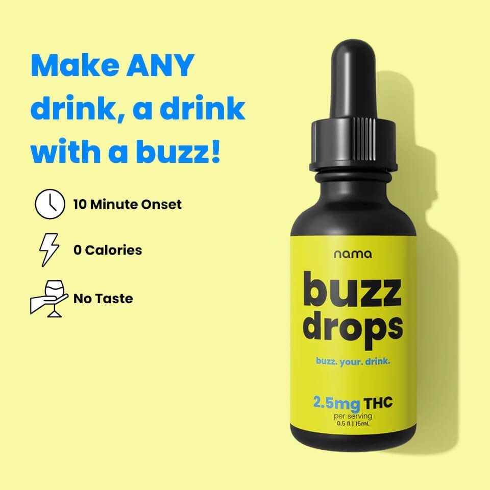 Buzz Drops™ – 60ml THC + CBD Drink Drops | Flavorless, Fast-Acting Cannabis Beverage Add-In