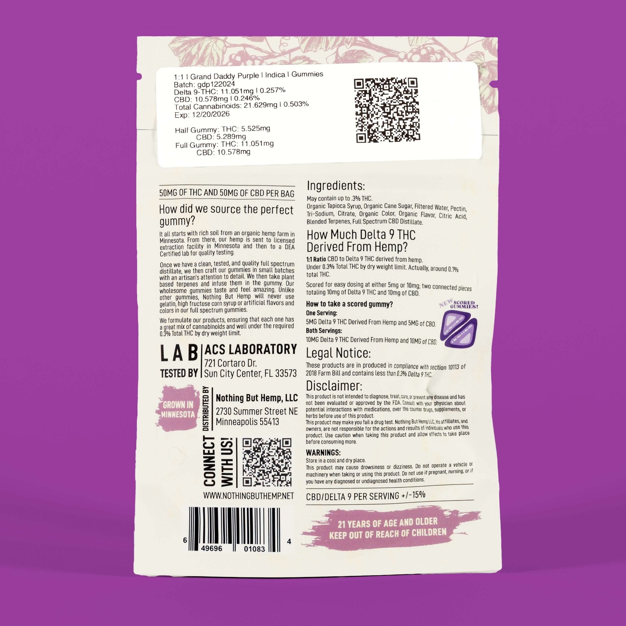 CBD+THC Gummies - Indica - Grand Daddy Purple