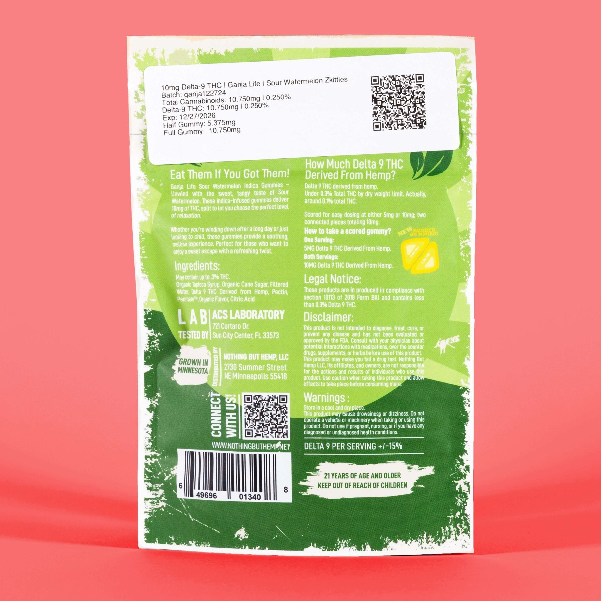 Indica THC Gummies Watermelon Zkittles - Ganja Life