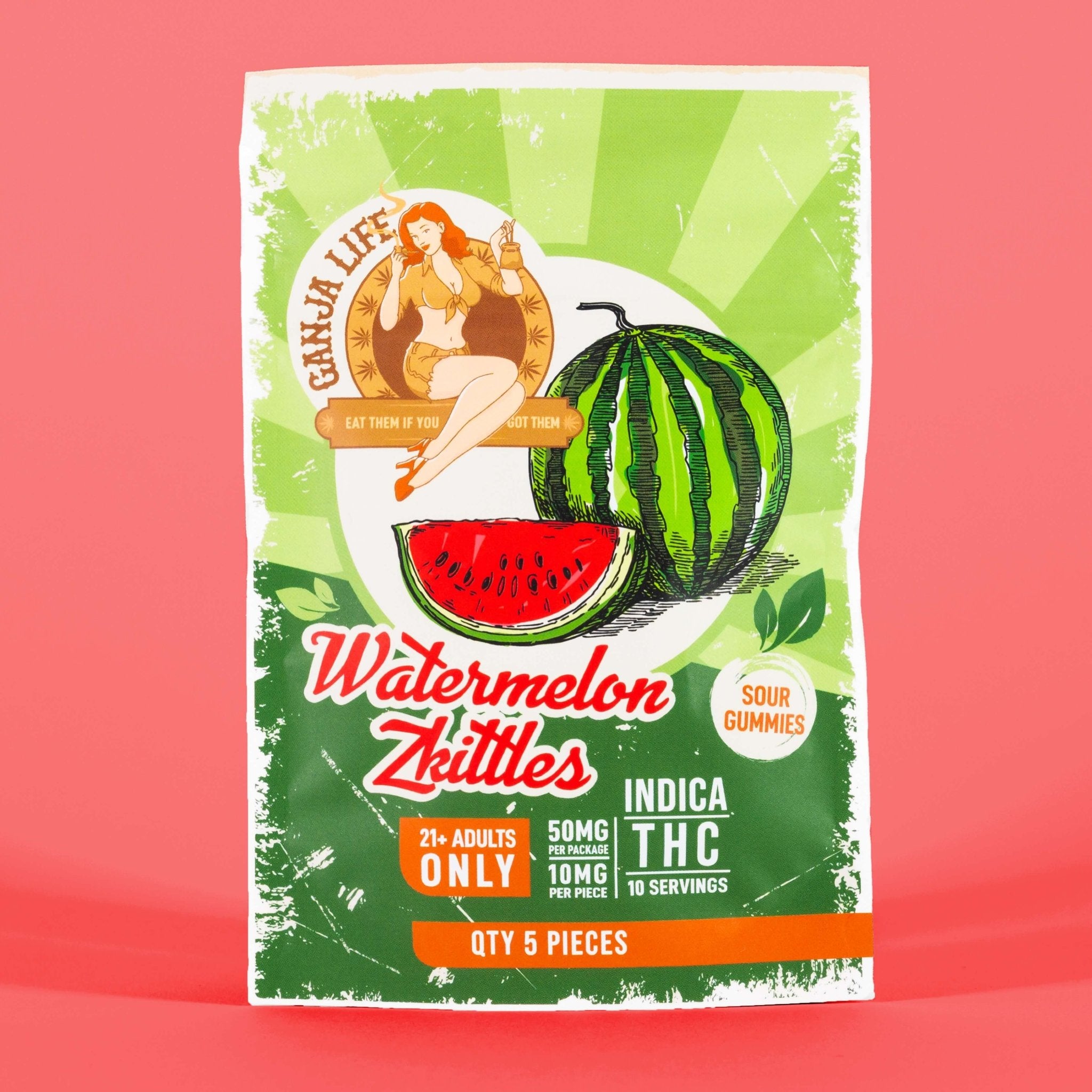 Indica THC Gummies Watermelon Zkittles - Ganja Life