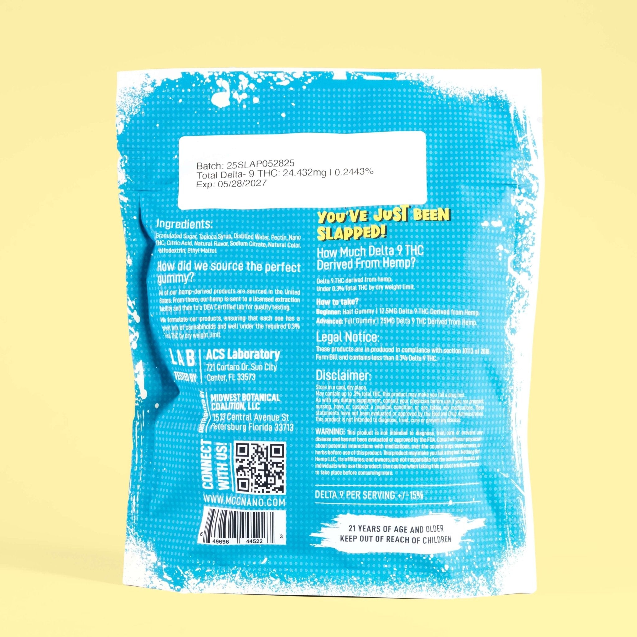 Slap! Blue Raspberry Indica THC Gummies | 25mg Each | 500mg Total | 20 Pack