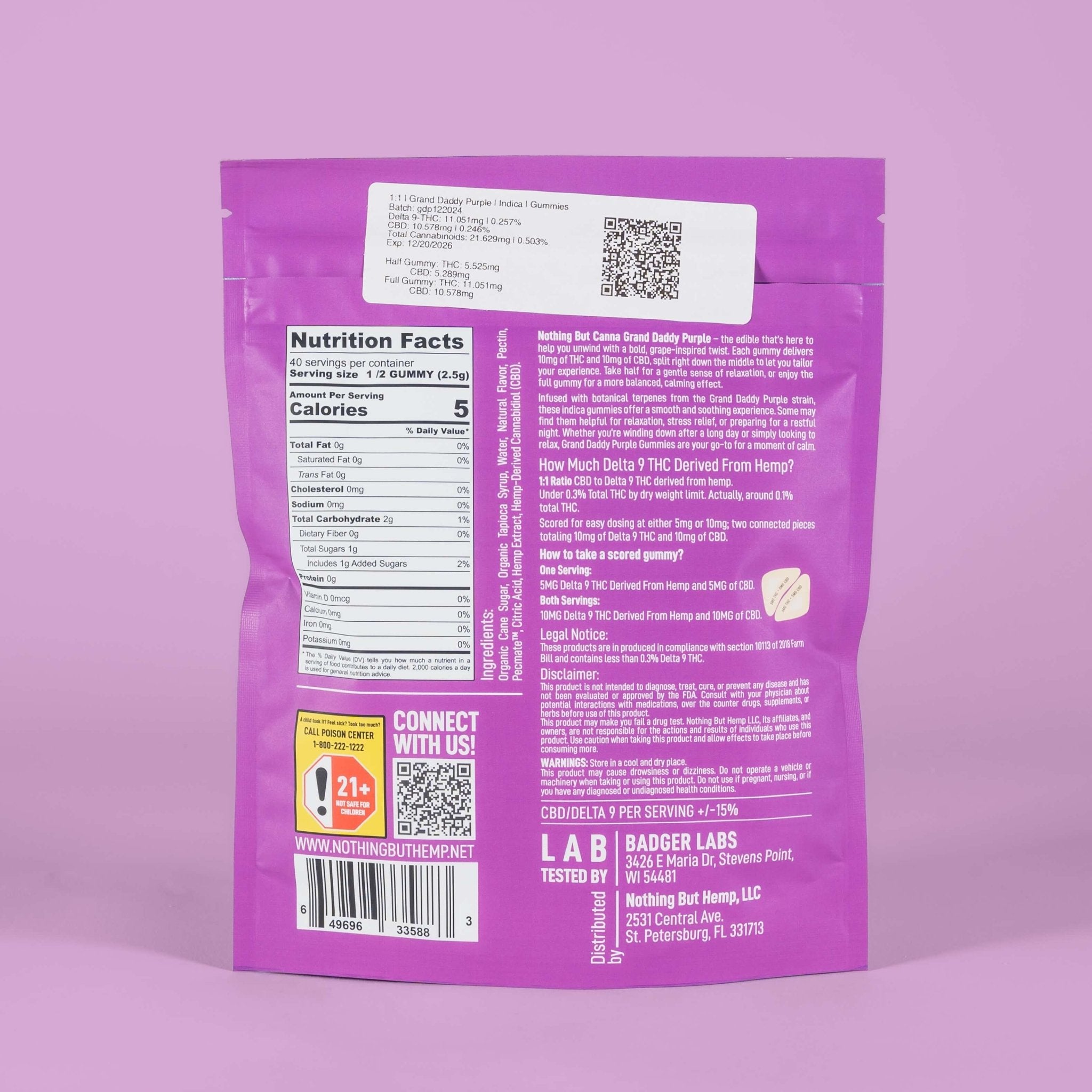 400mg THC & CBD Gummies - Grand Daddy Purples