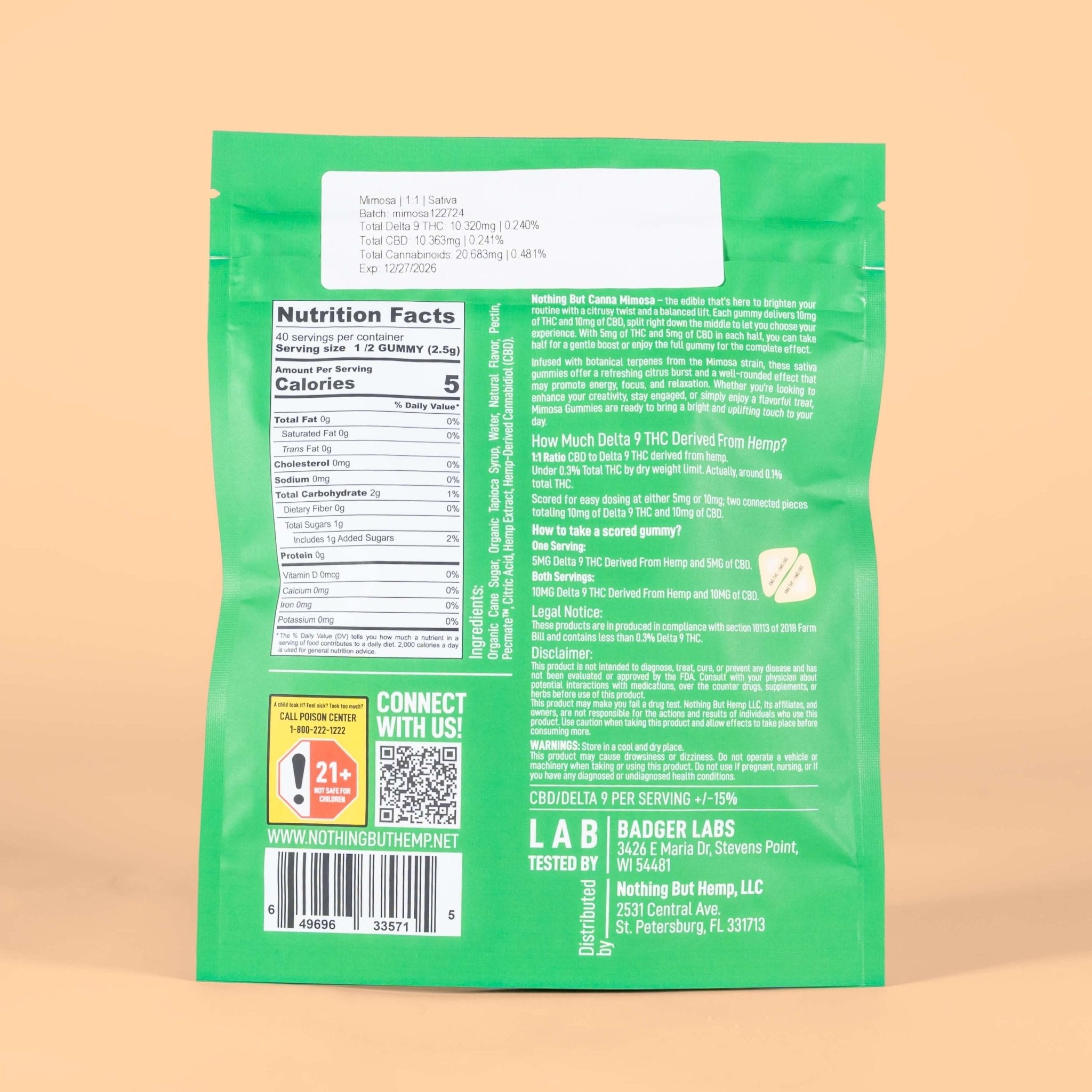 400mg THC & CBD Gummies | Sativa Mimosa | 20 Packs