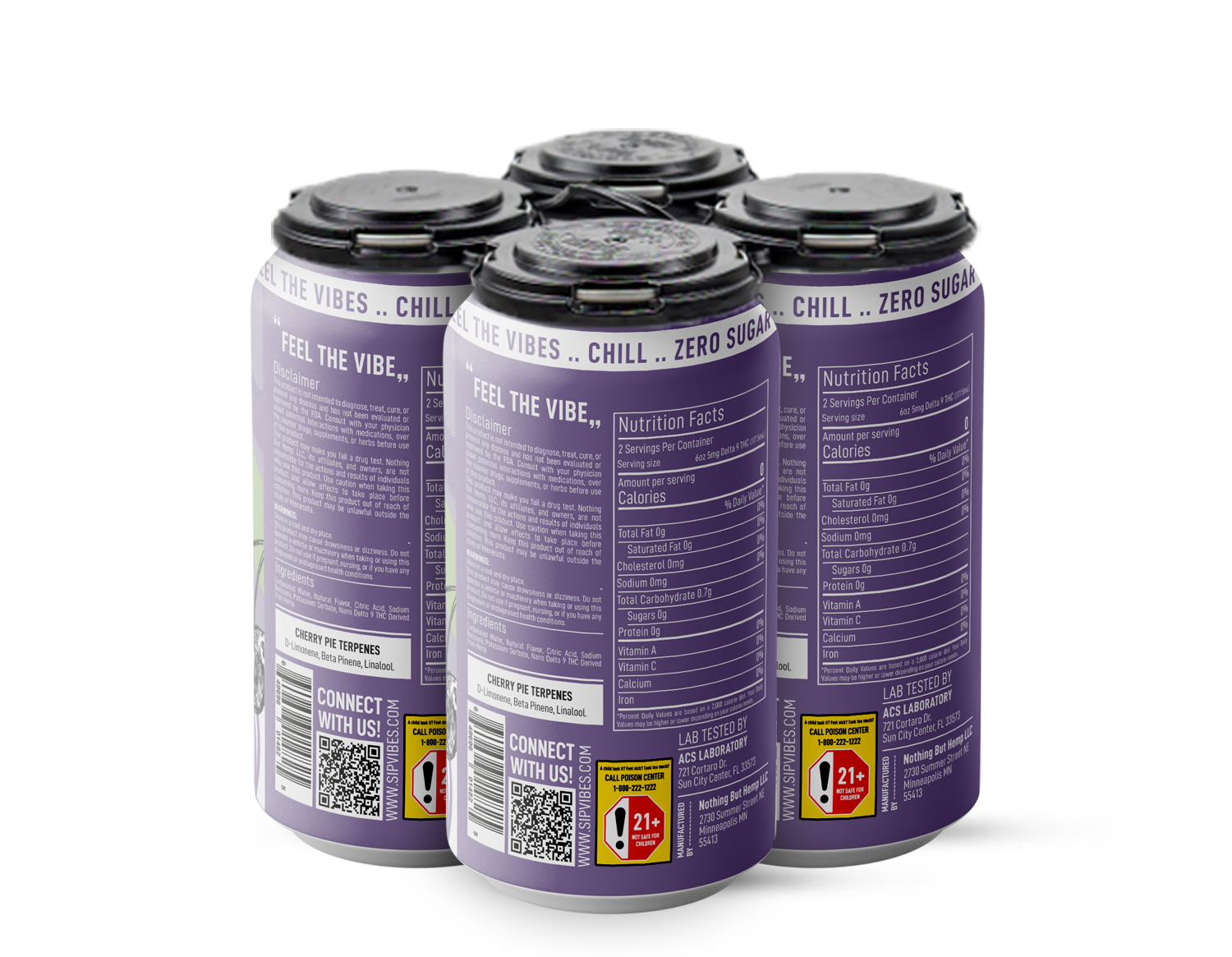 Vibes™ Black Cherry Chill | THC Seltzer | 4 Pack