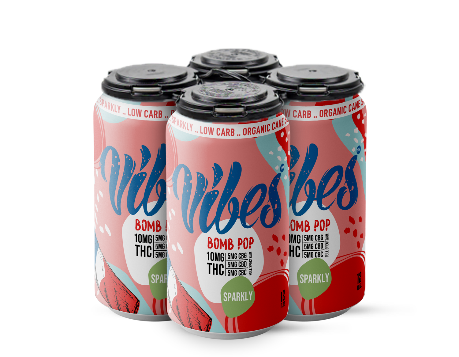 Vibes™ Bomb Pop - A Spark of Summer | Full Spectrum THC Cooler | 4 Pack