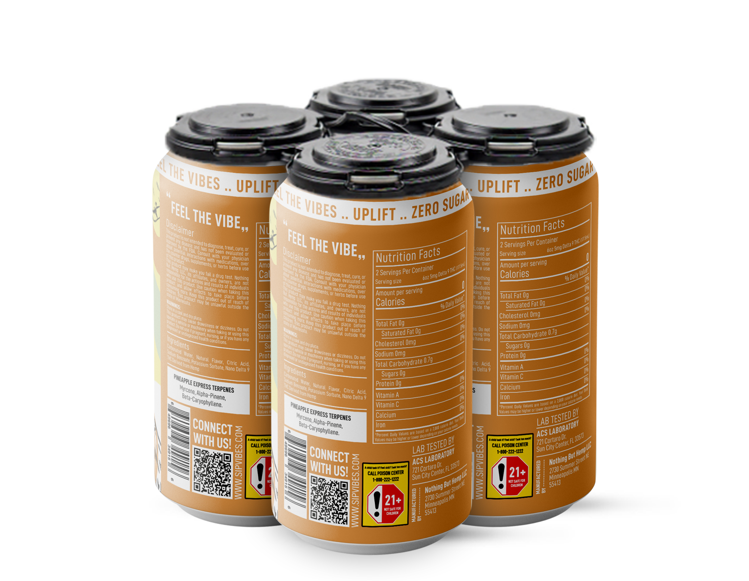Vibes™ Pineapple Uplift  | THC Seltzer | 4 Pack