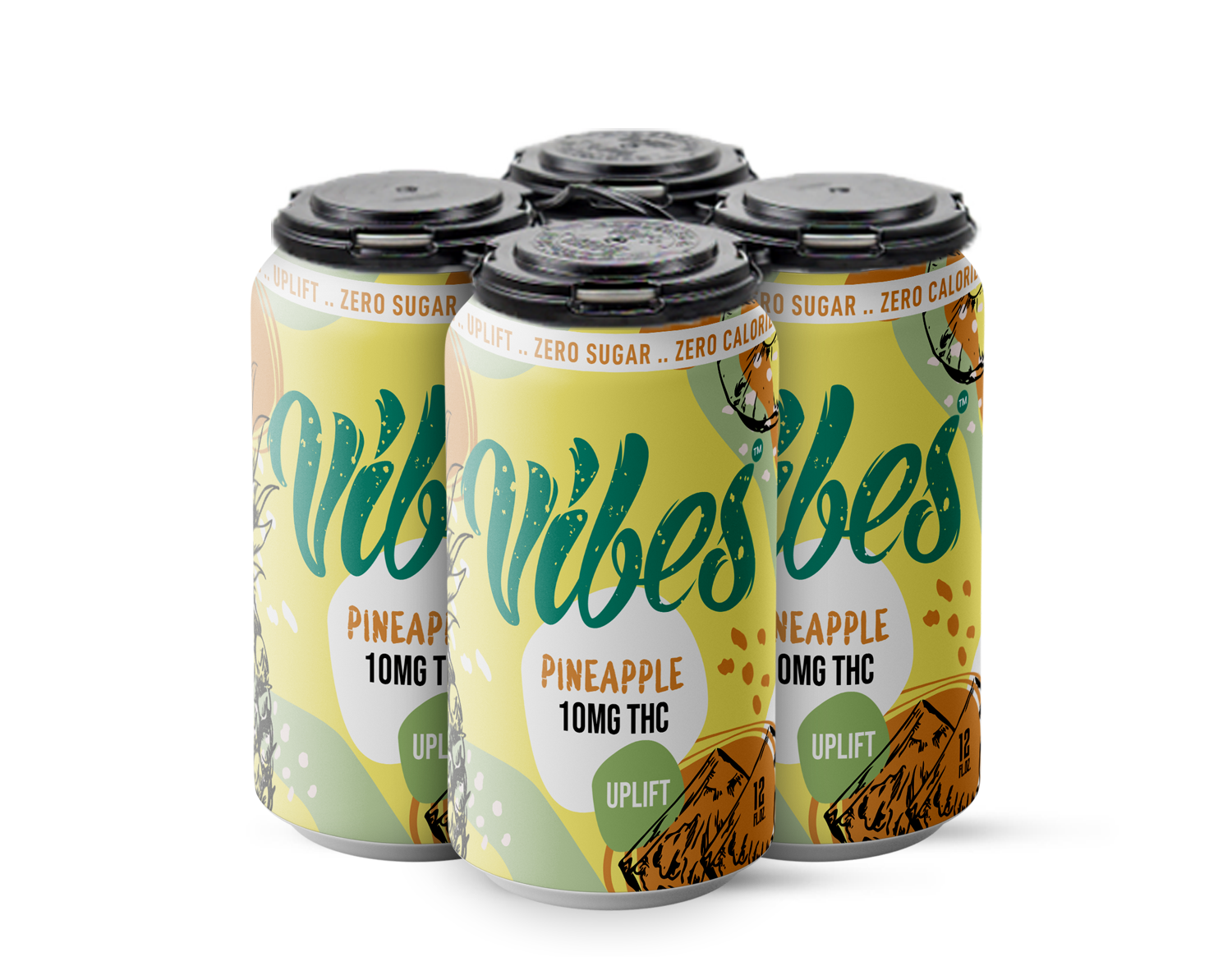 Vibes™ Pineapple Uplift  | THC Seltzer | 4 Pack