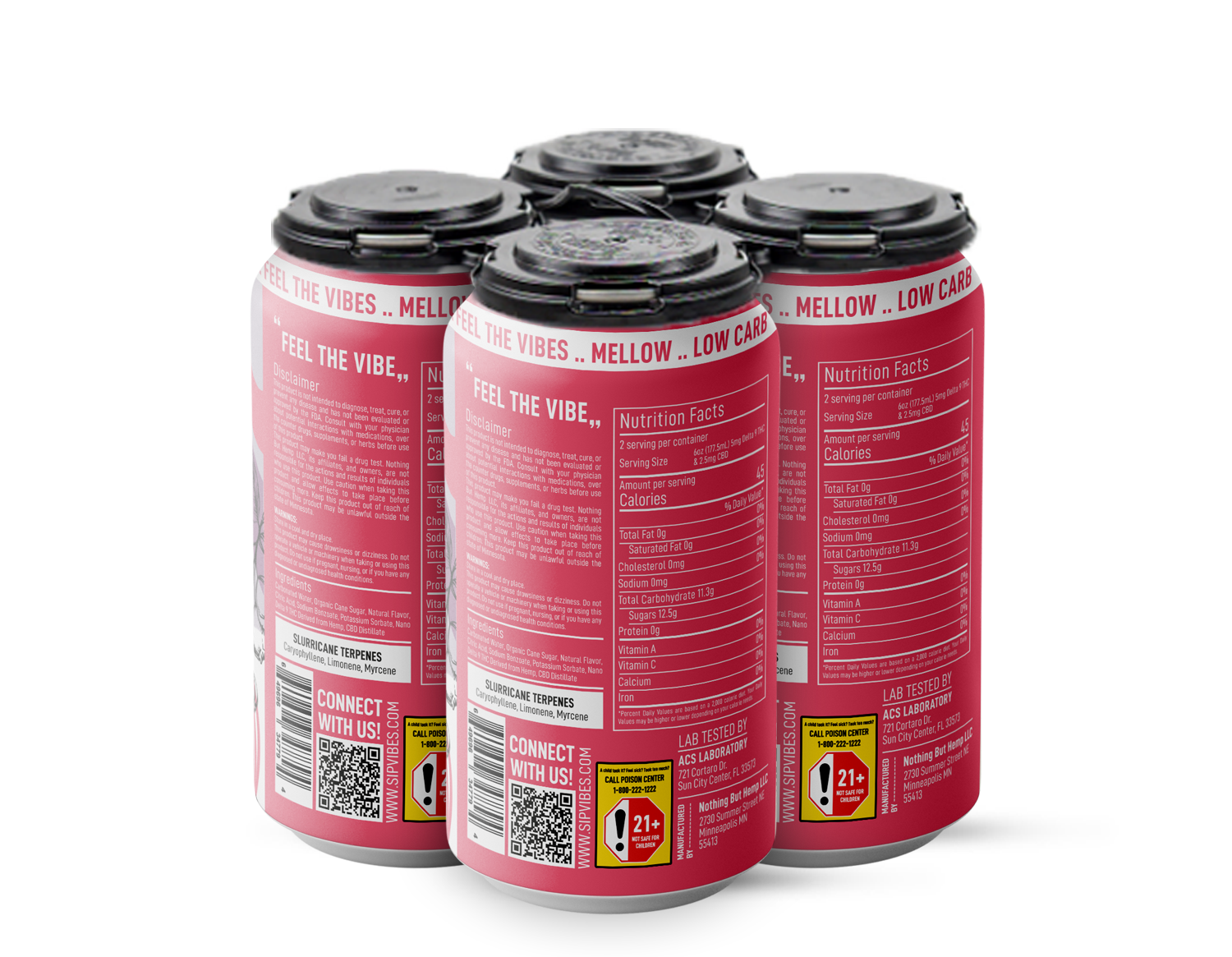 Vibes™ Wildberry Mellow | THC + CBD Cooler | 4 Pack