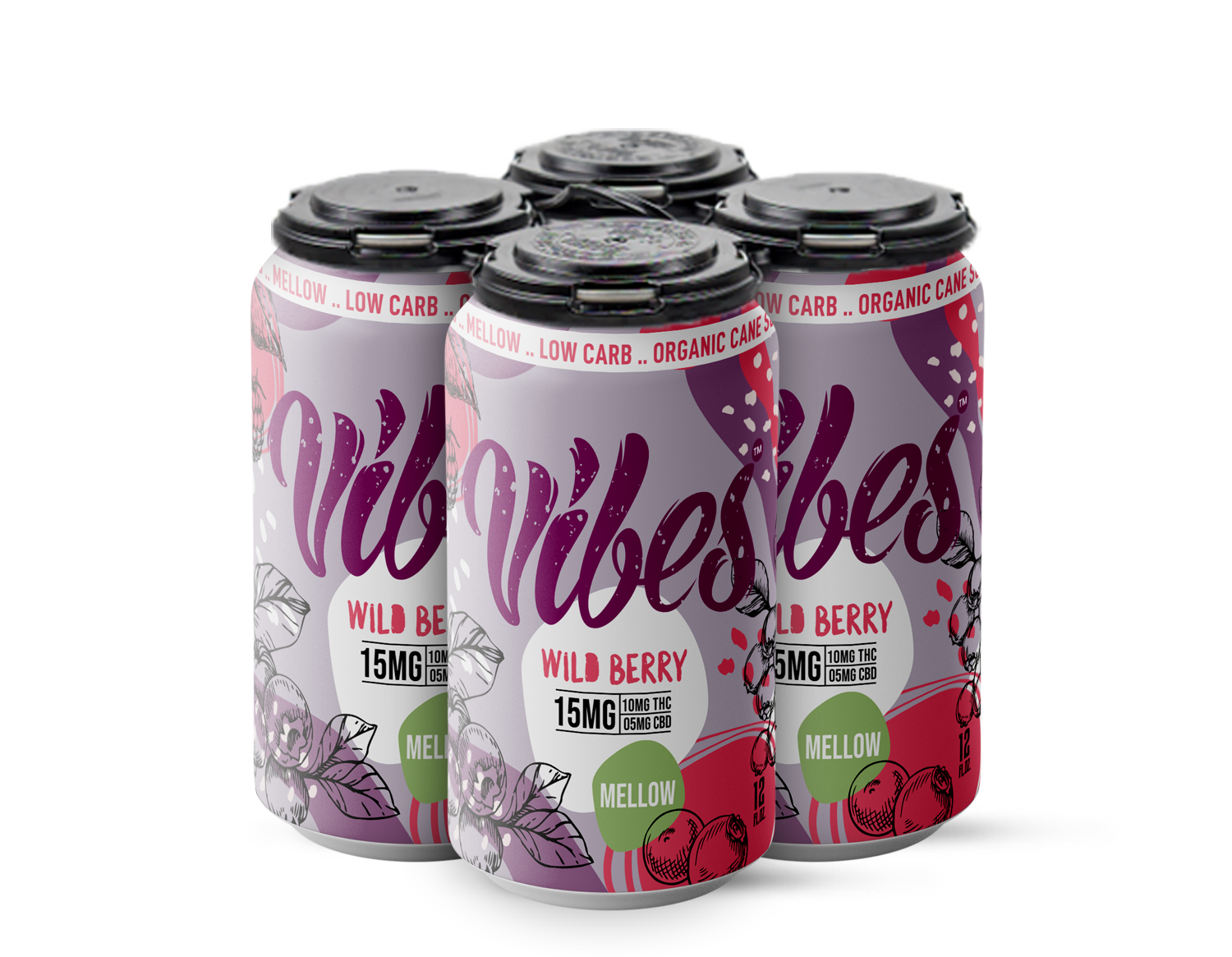 Vibes™ Wildberry Mellow | THC + CBD Cooler | 4 Pack