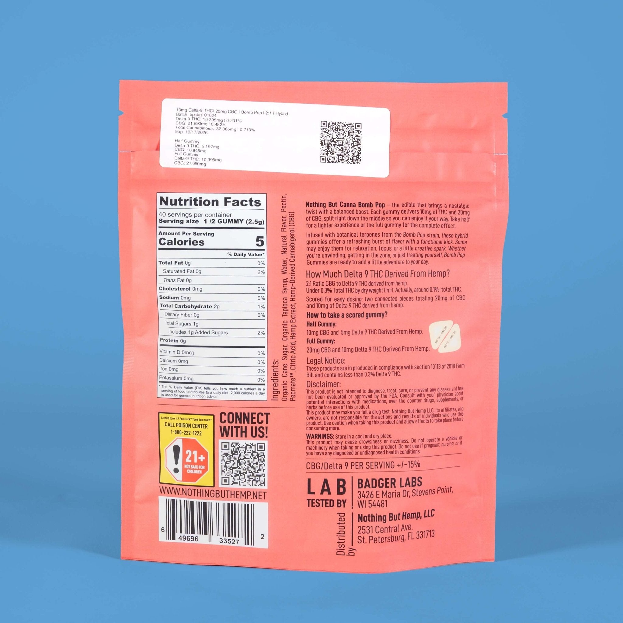 600mg CBG+THC Gummies | Hybrid Bomb Pop | 20 Packs