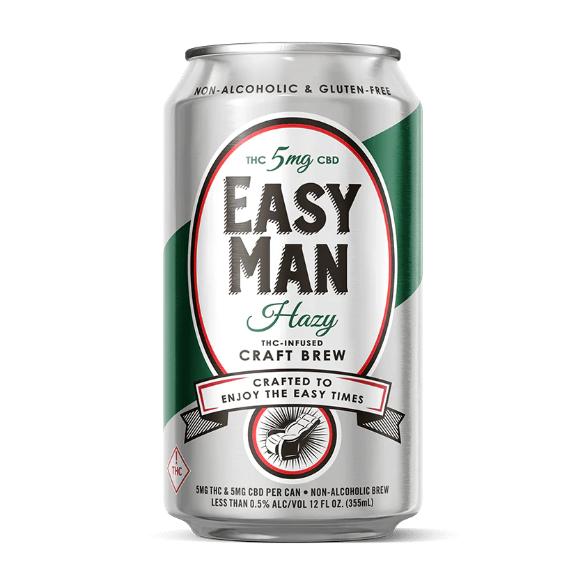 Easy Man Hazy THC-Infused Non-Alcoholic Craft Beer – 5mg THC & 5mg CBD | Gluten-Free & Vegan