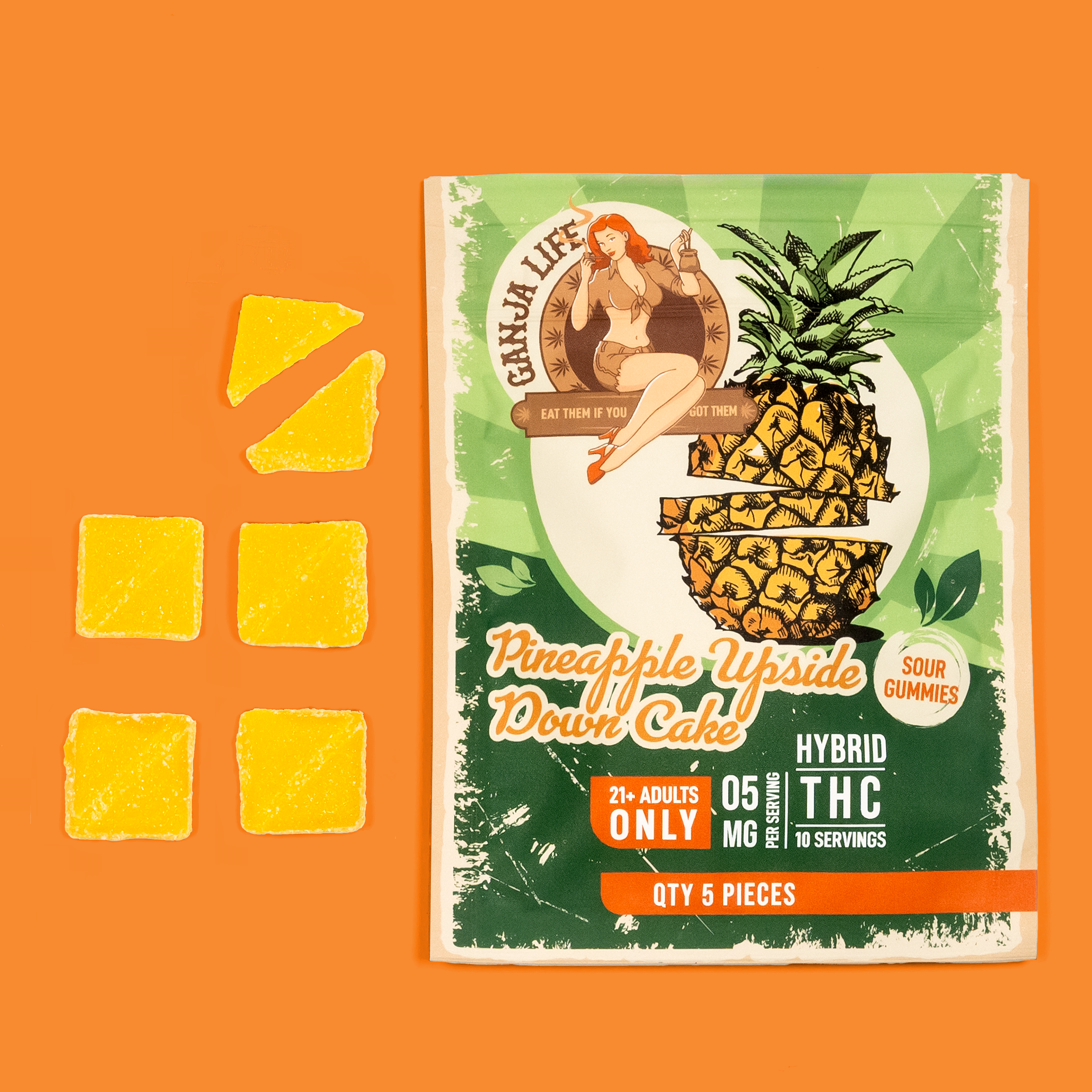 Hybrid THC Gummies - Pineapple Upside Down Cake - Ganja Life