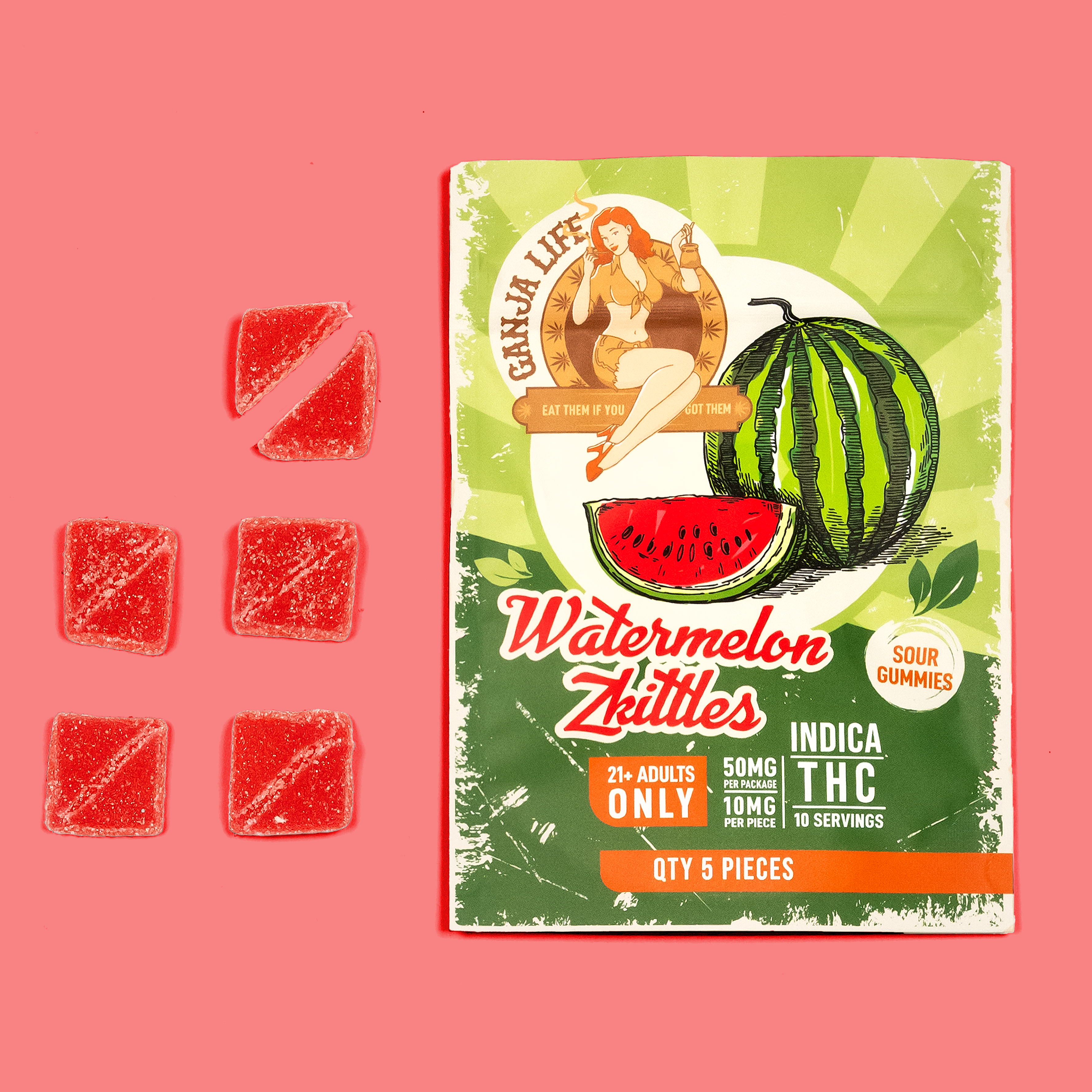 Indica THC Gummies Watermelon Zkittles - Ganja Life