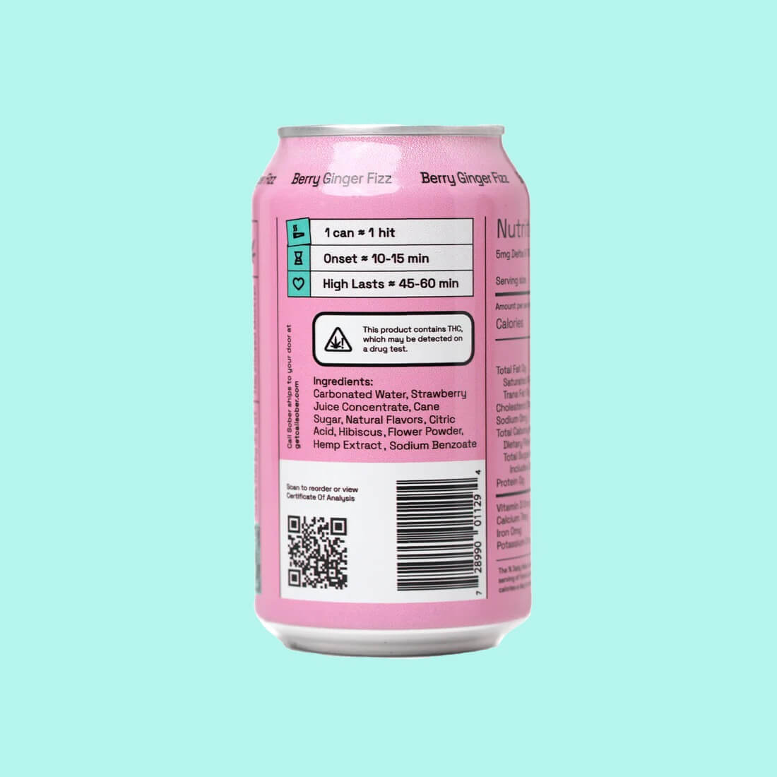 Cali Sober - Berry Ginger Fizz Mocktail - 5mg Delta 9 THC (4-Pack)