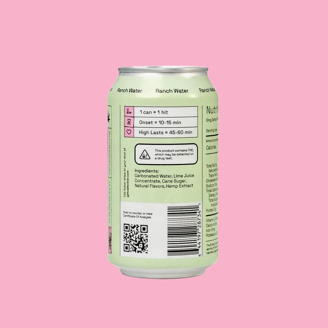 Cali Sober - Ranch Water Mocktail - 5mg Delta 9 THC (4-Pack)