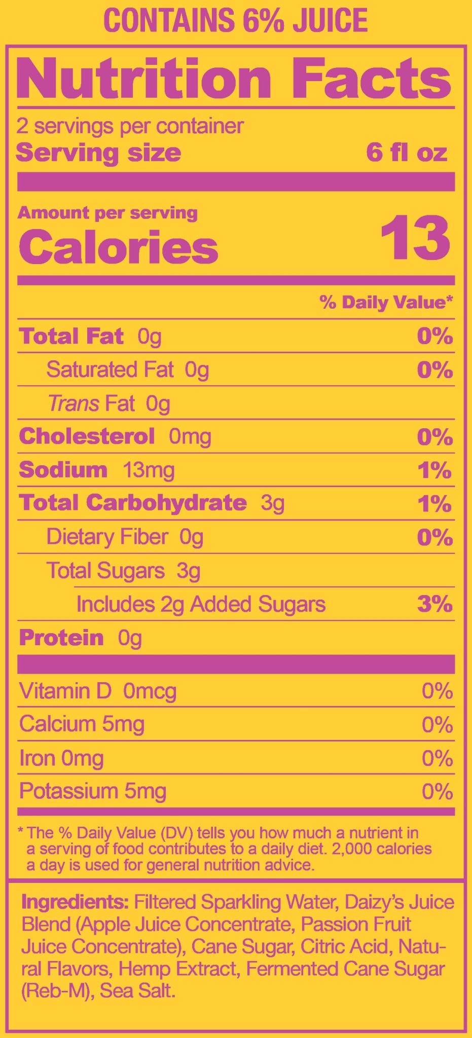 Daizy's Passion Fruit – 10mg THC Beverage | 5g Sugar | 25 Calories