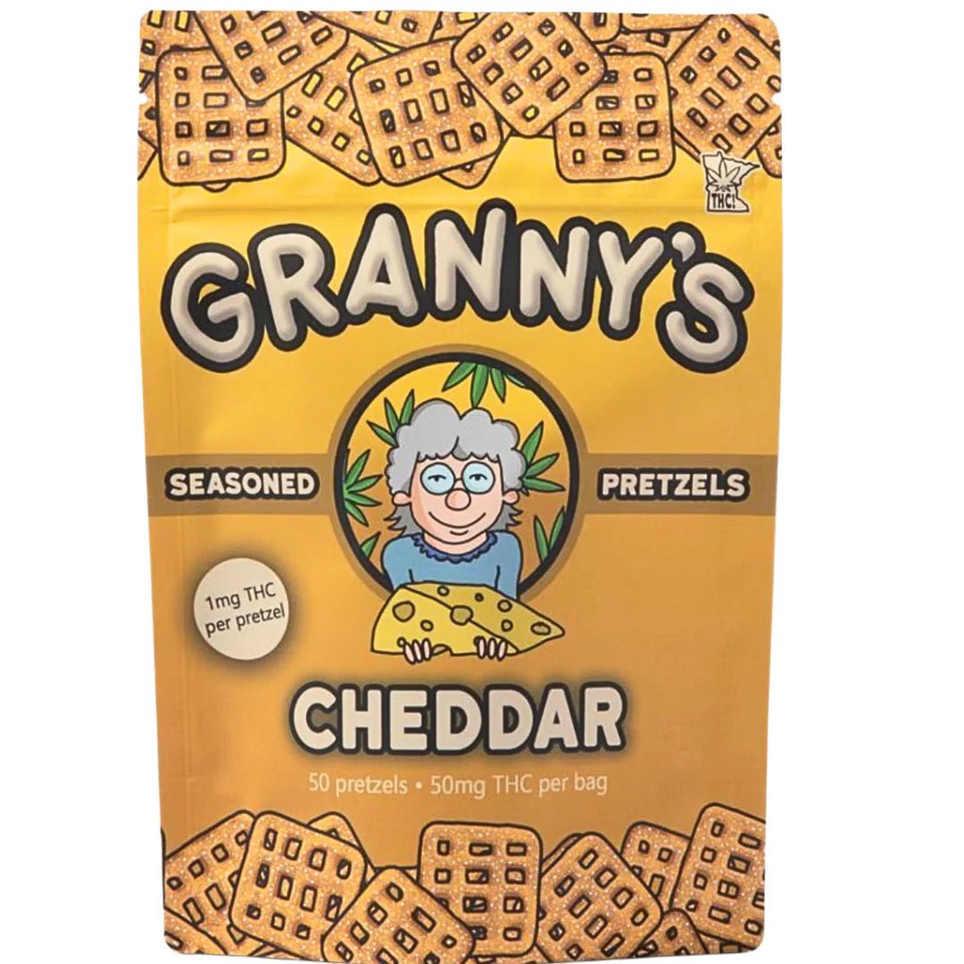 Granny’s Cheddar Pretzels – 50mg THC Per Bag