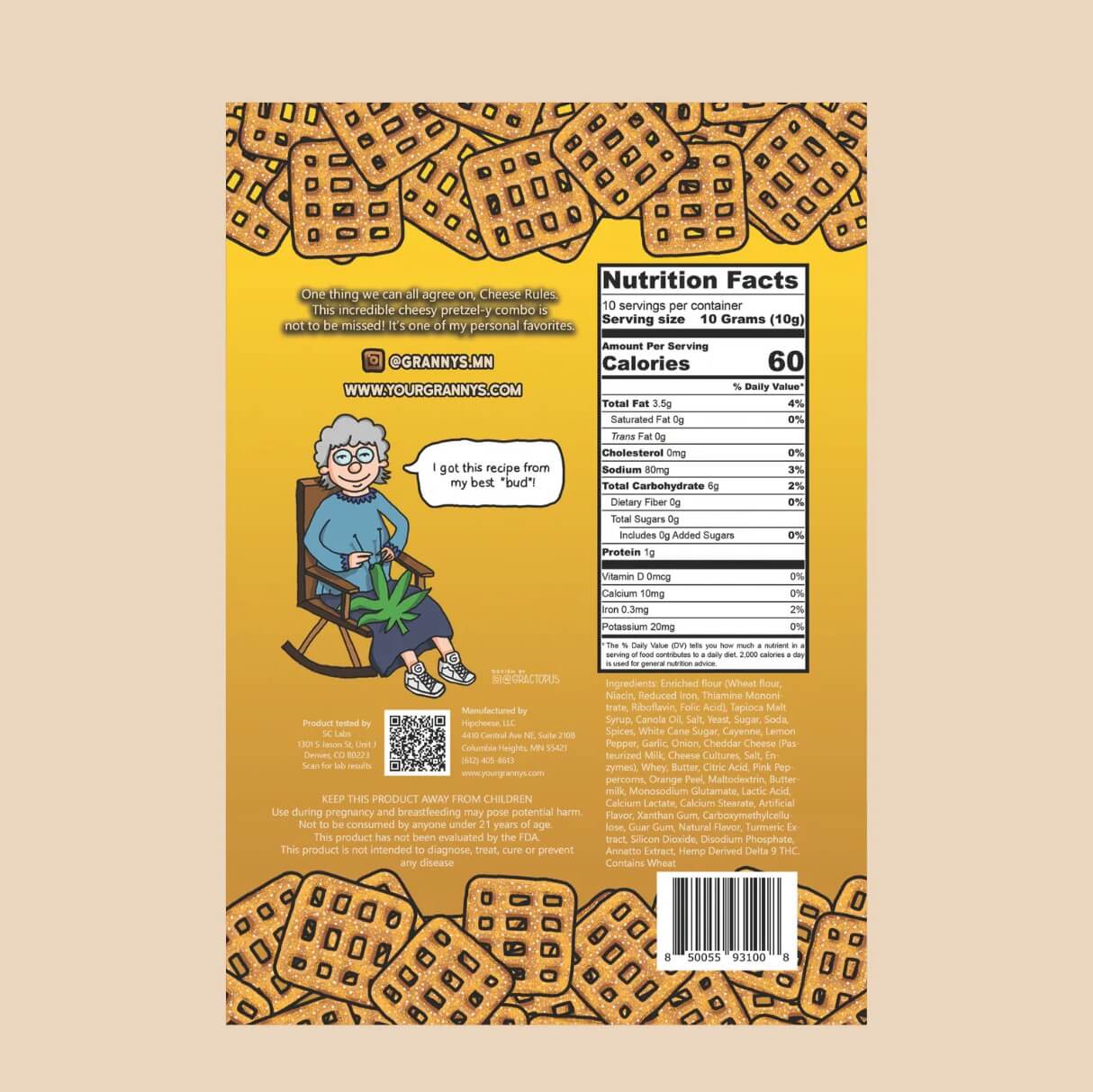 Granny’s Cheddar Pretzels – 50mg THC Per Bag