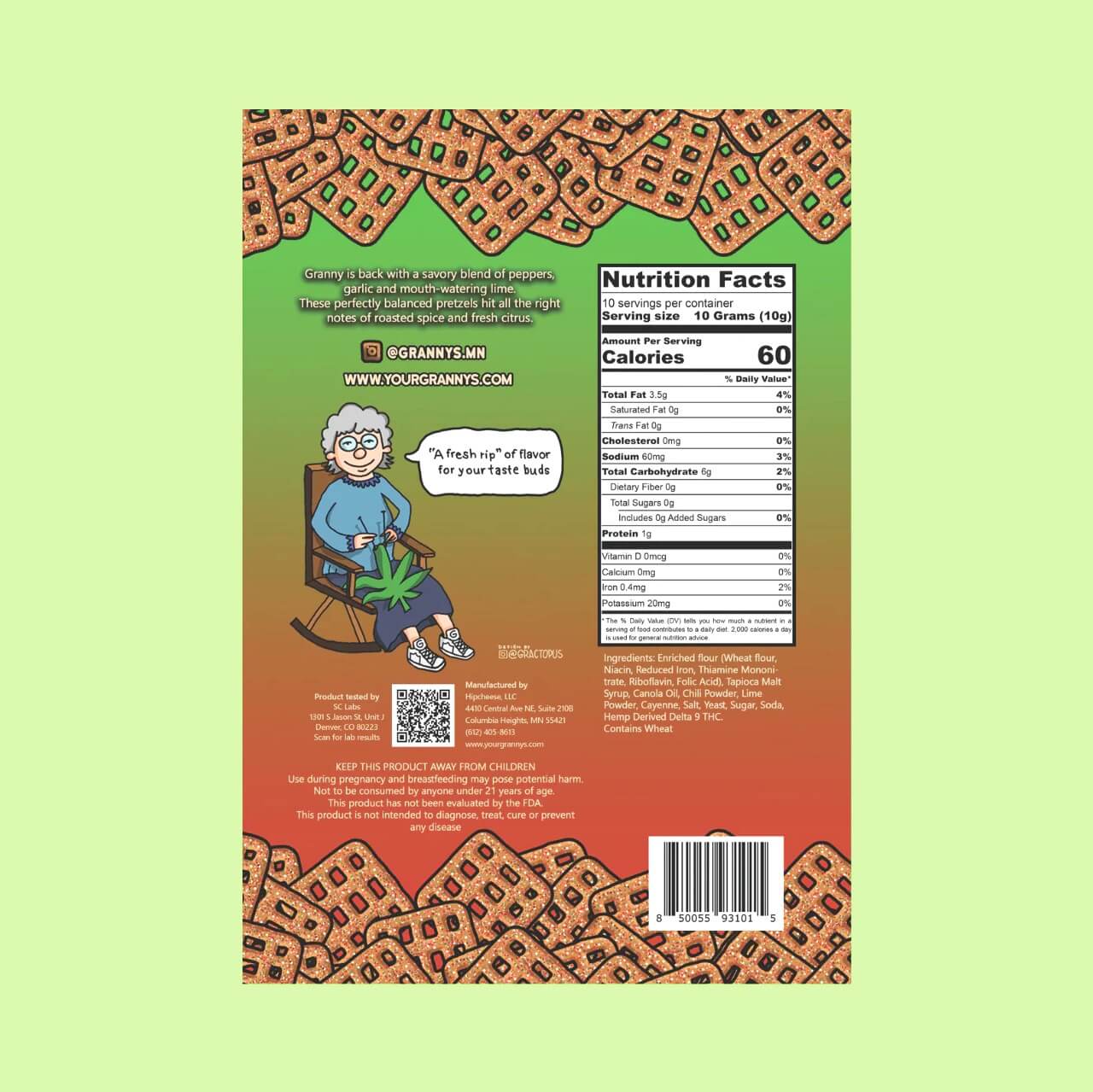 Granny’s Chili Lime Pretzels – 50mg THC Per Bag