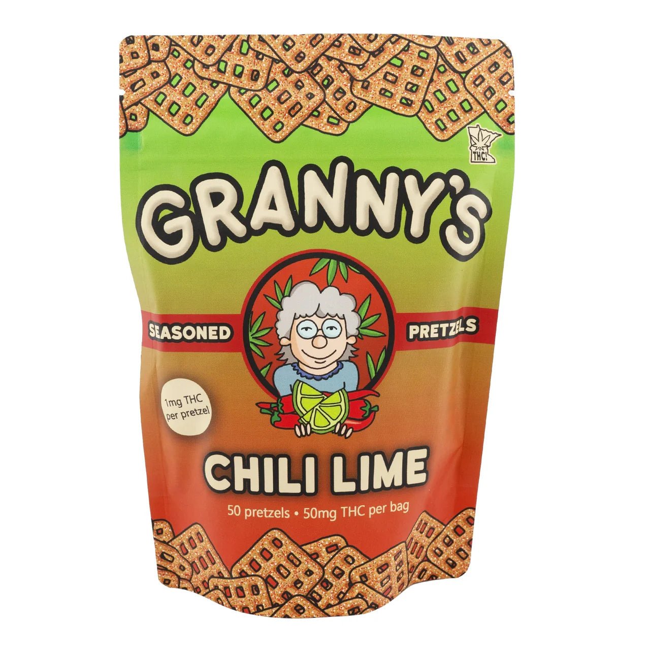 Granny’s Chili Lime Pretzels – 50mg THC Per Bag