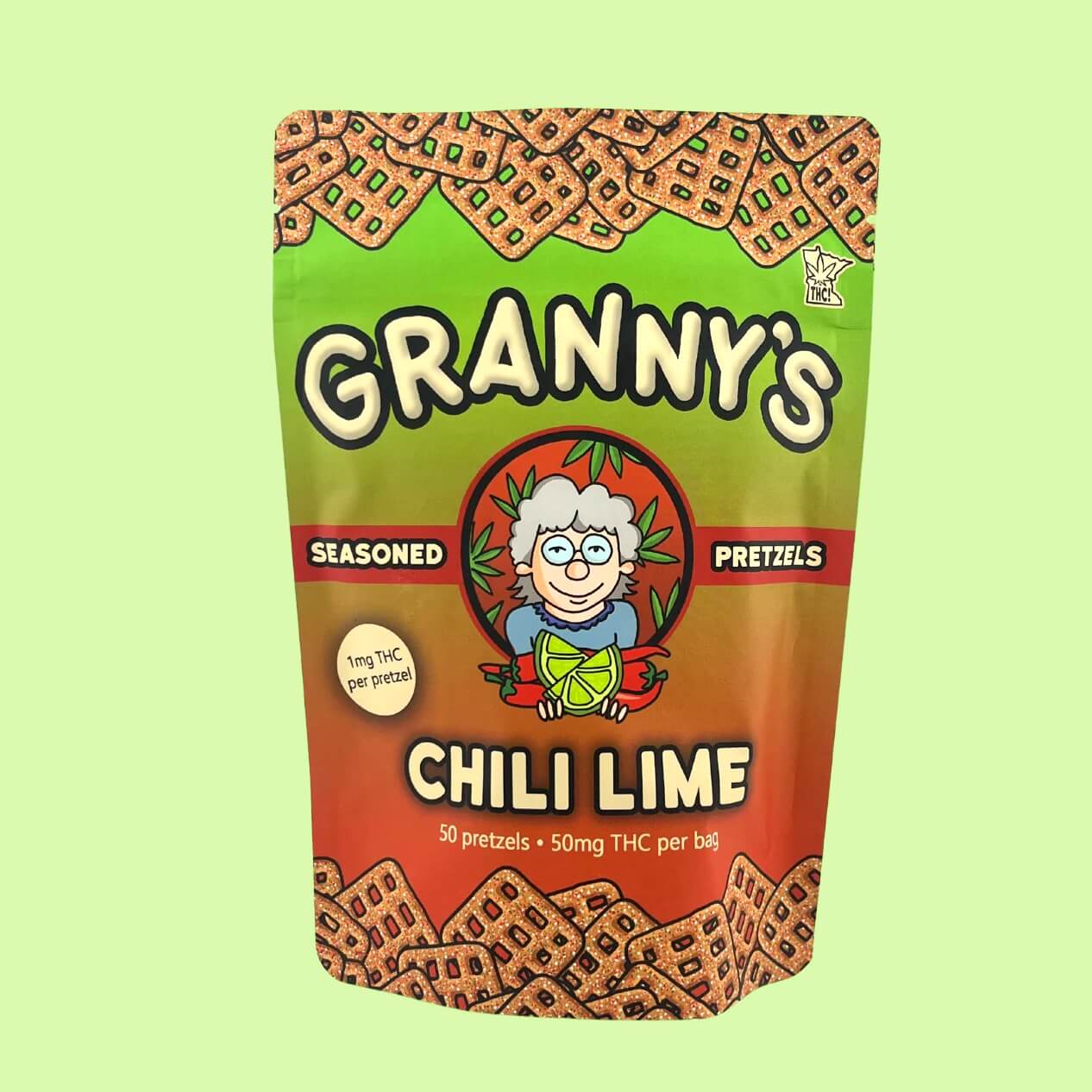 Granny’s Chili Lime Pretzels – 50mg THC Per Bag