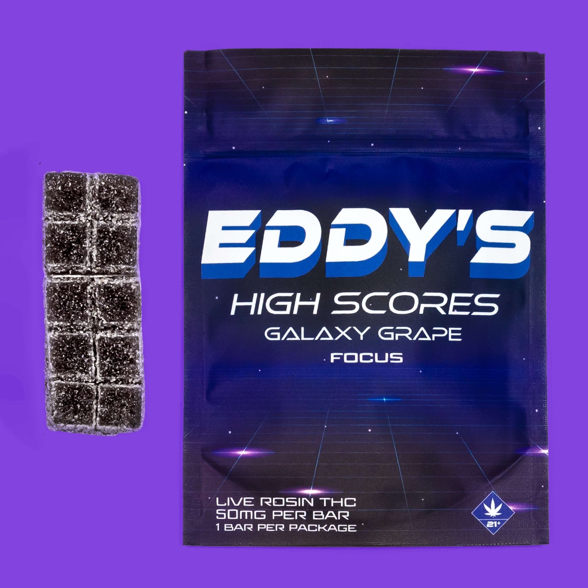 Grape Eddy’s Live Rosin Bar 50 THC bar  – Grapes, Games & Good Times