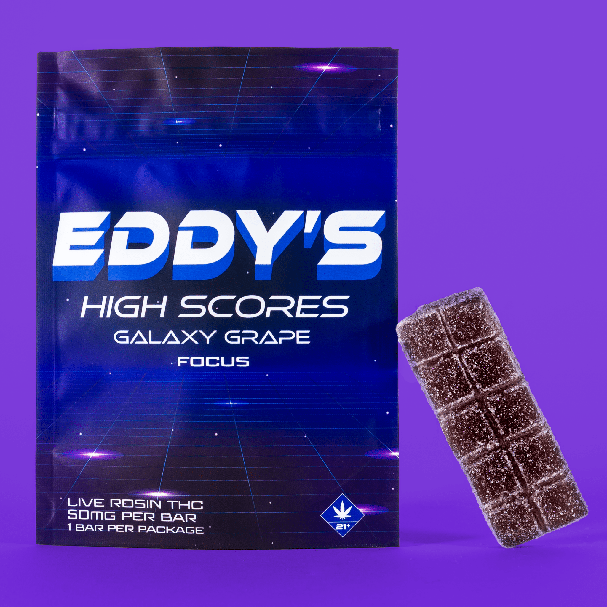 Grape Eddy’s Live Rosin Bar 50 THC bar  – Grapes, Games & Good Times