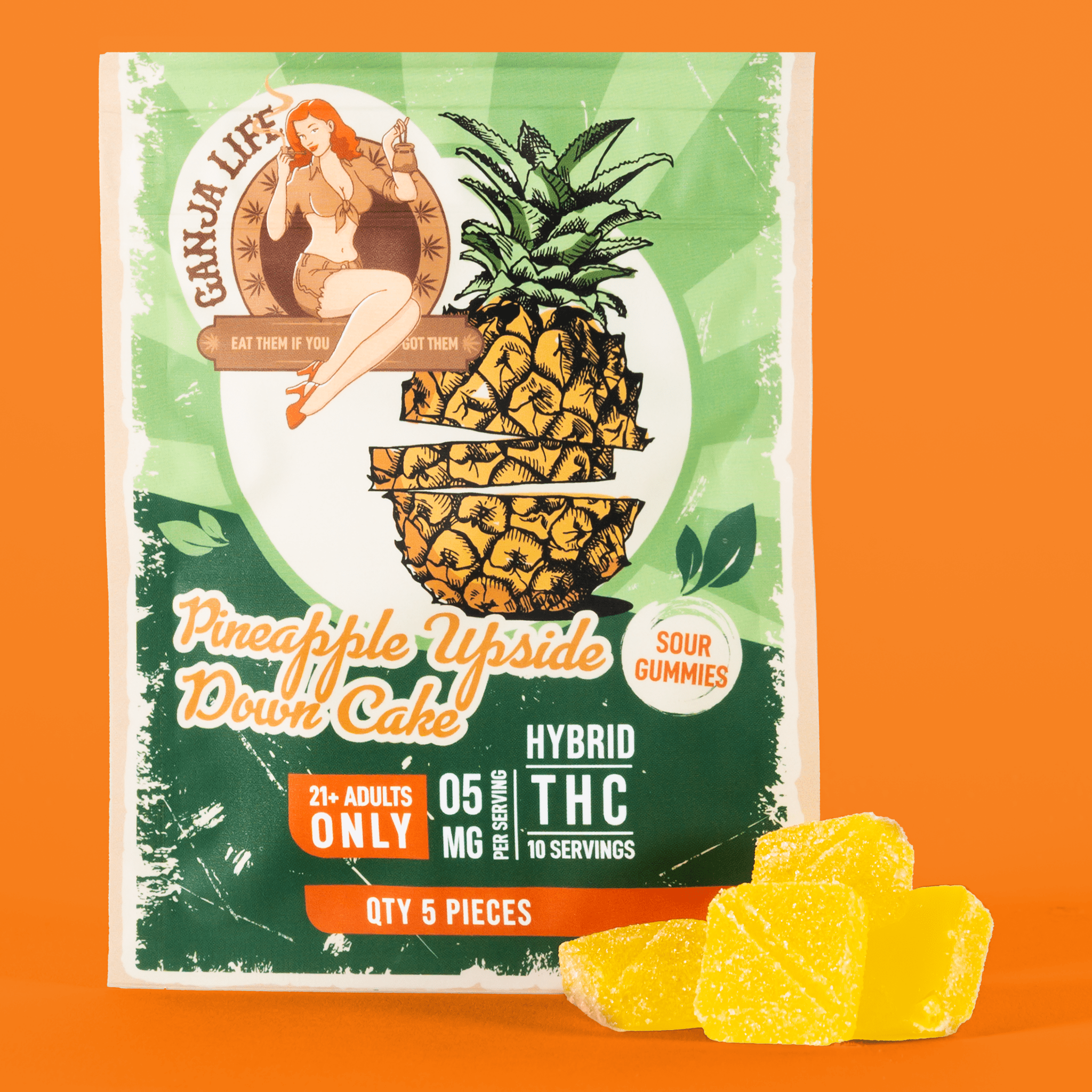 Hybrid THC Gummies - Pineapple Upside Down Cake - Ganja Life