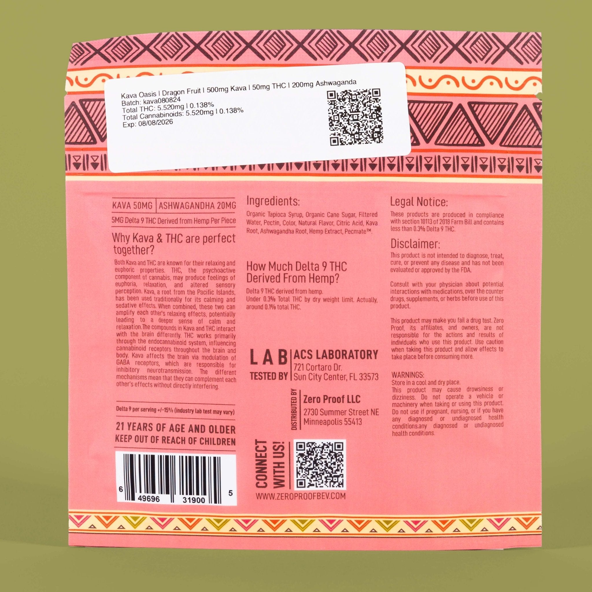Kava Gummies - Dragon Fruit | 500mg Kavalactones Nano | 50mg THC | 200mg Ashwagandha