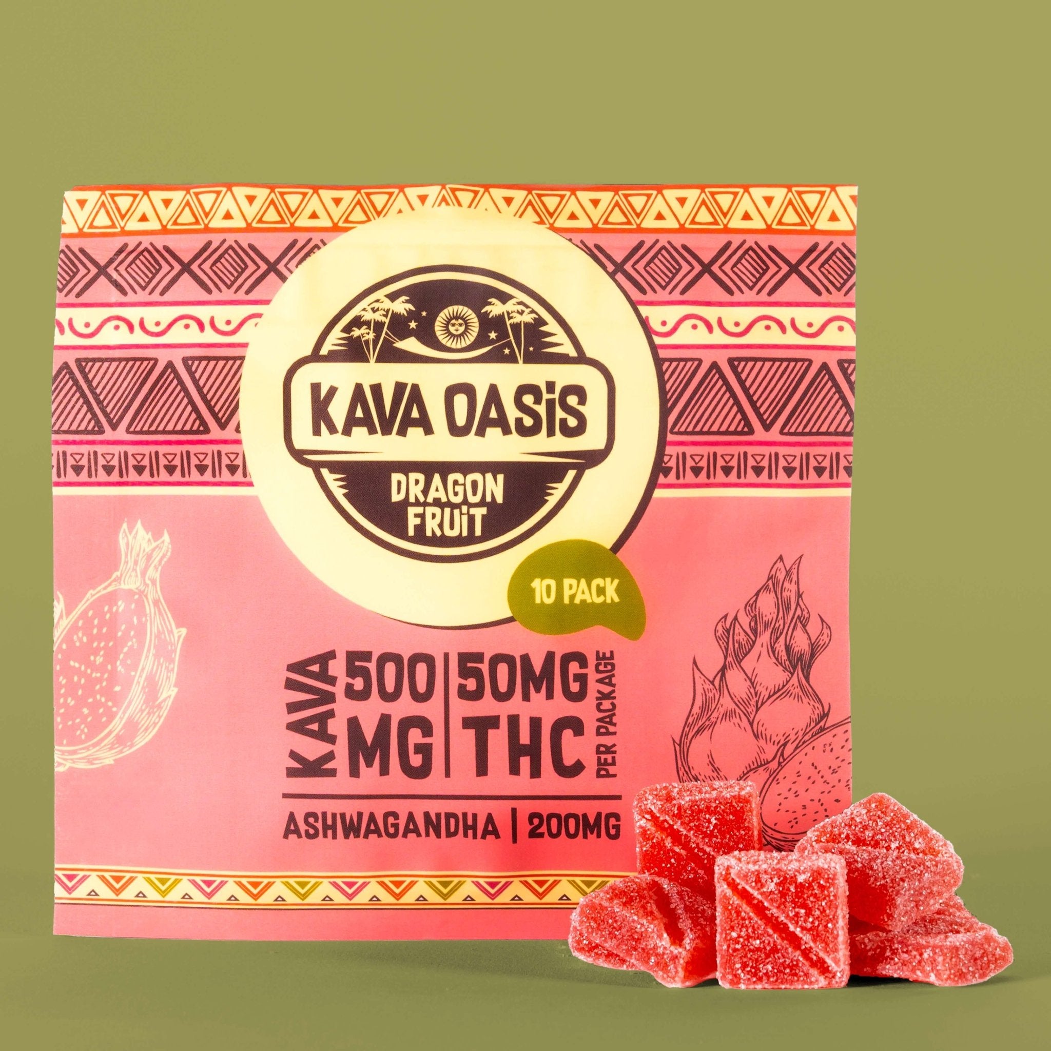 Kava Gummies - Dragon Fruit | 500mg Kavalactones Nano | 50mg THC | 200mg Ashwagandha