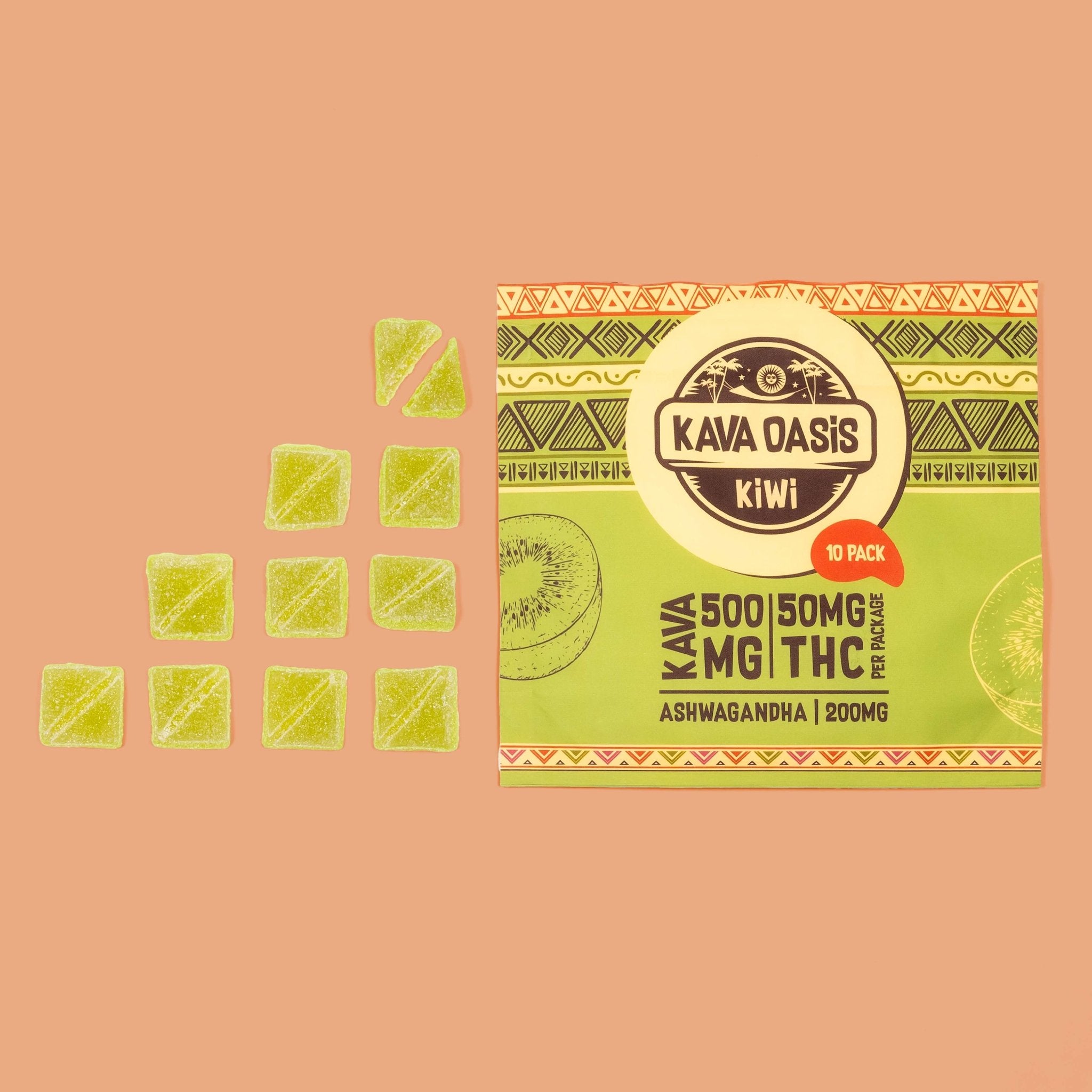 Kava Gummies - Kiwi | 500mg Kavalactones Nano | 50mg THC | 200mg Ashwagandha