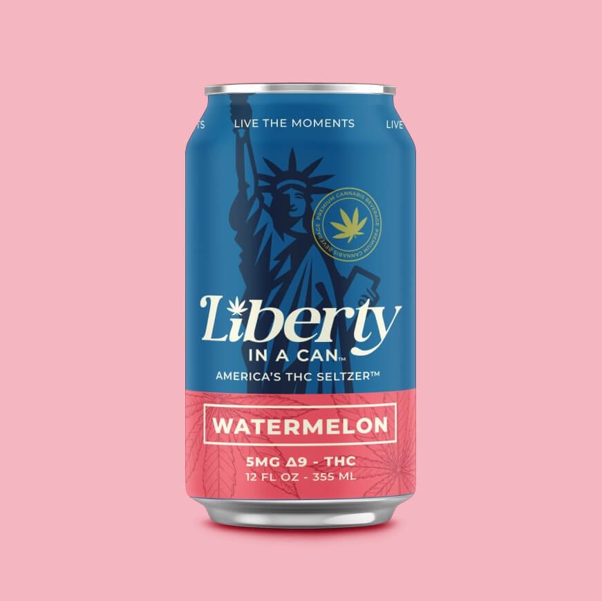 Liberty THC Seltzer – Watermelon Essence | 5mg Live Resin Delta-9 | 4-Pack