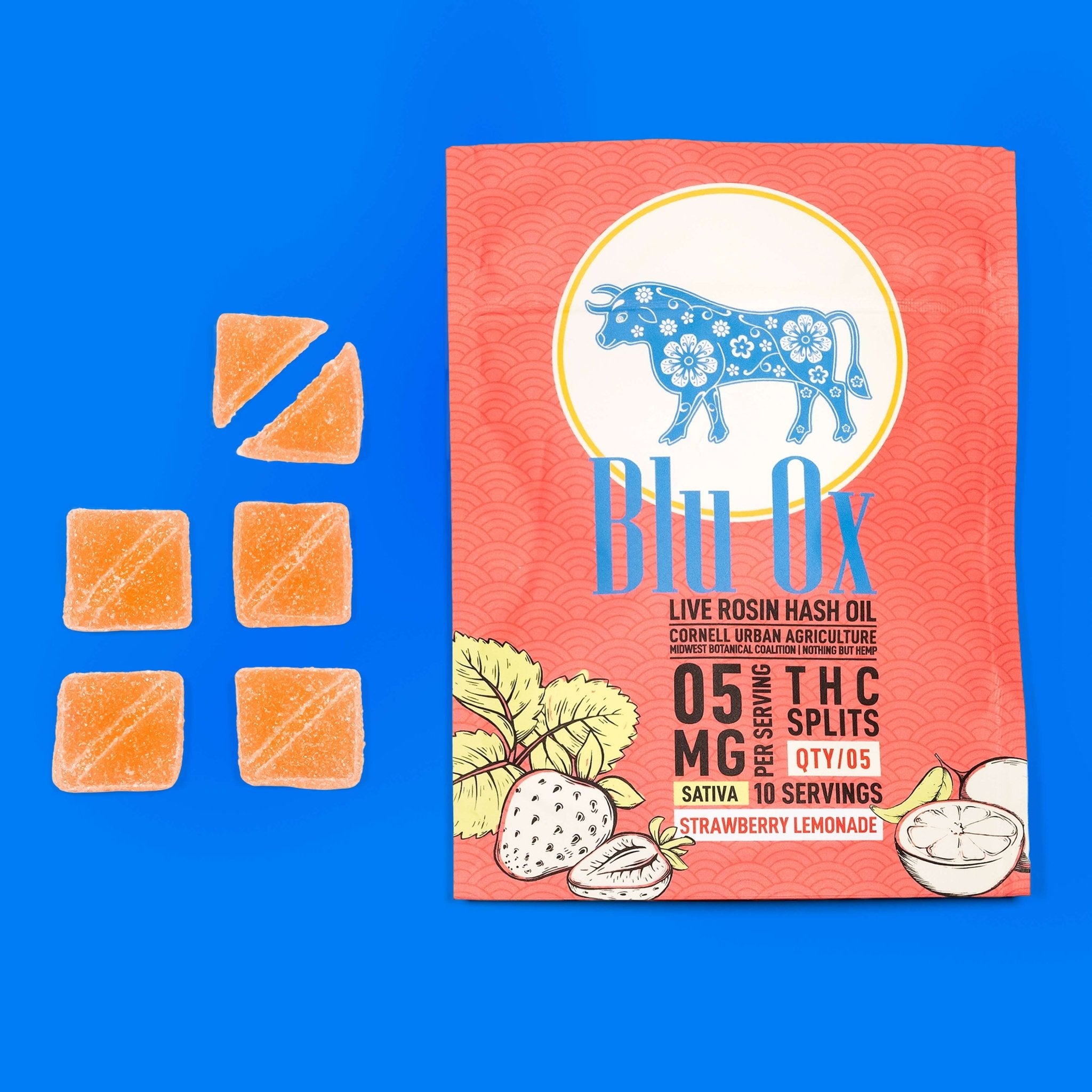 Live Rosin Sativa Gummies | 10mg THC Splits | Strawberry Lemonade | 5 Pack | 10 Servings