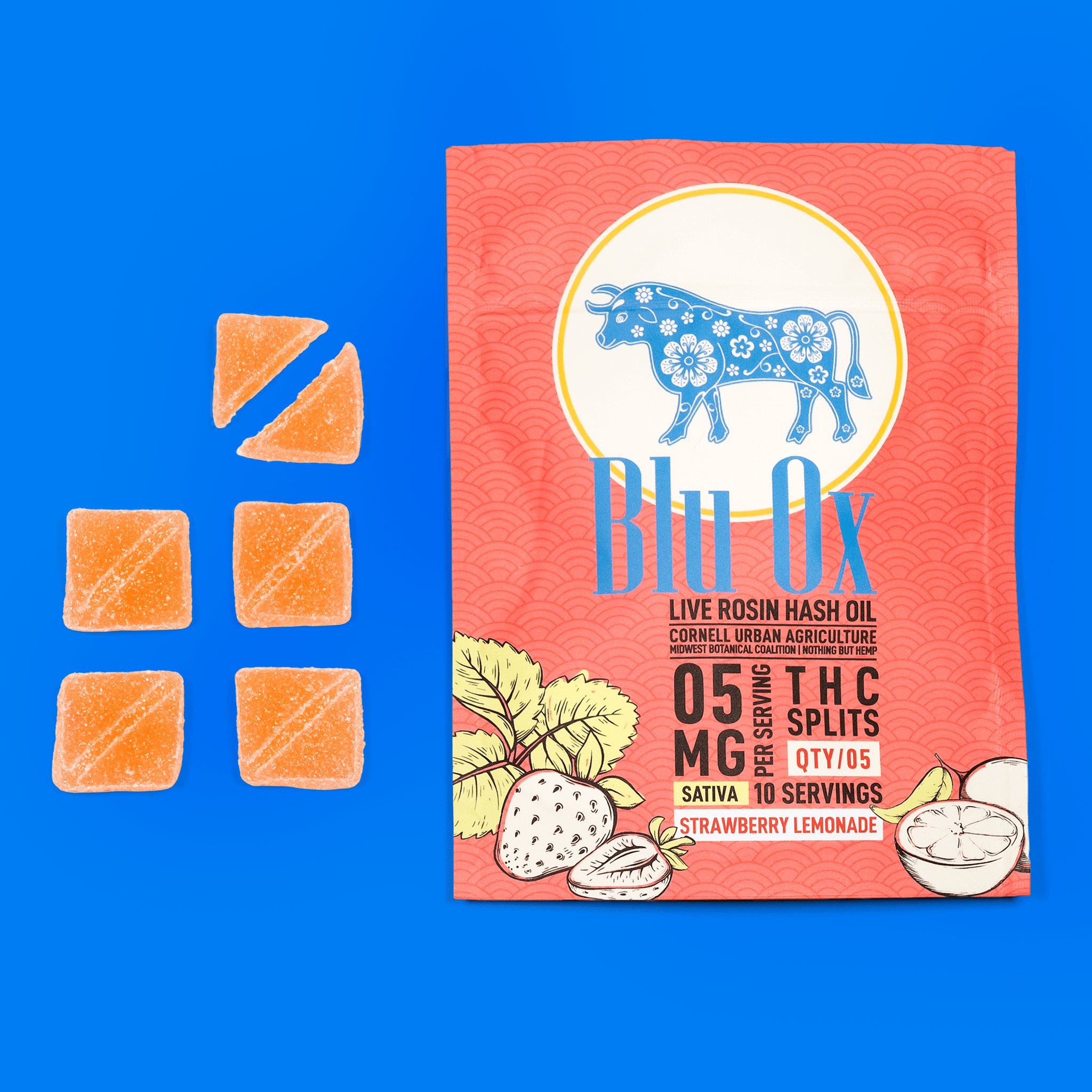 Live Rosin Sativa Gummies | 10mg THC Splits | Strawberry Lemonade | 5 Pack | 10 Servings