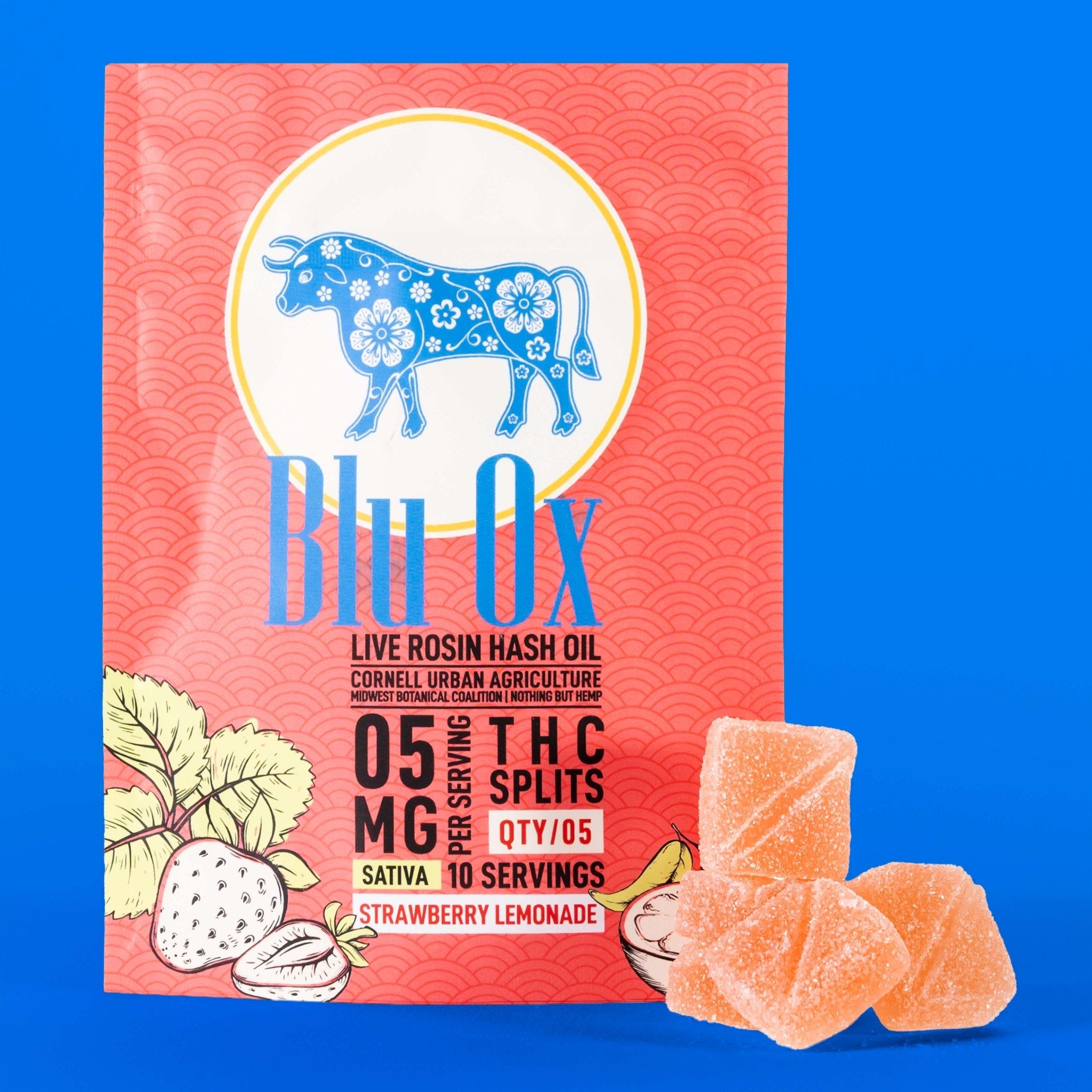 Live Rosin Sativa Gummies | 10mg THC Splits | Strawberry Lemonade | 5 Pack | 10 Servings