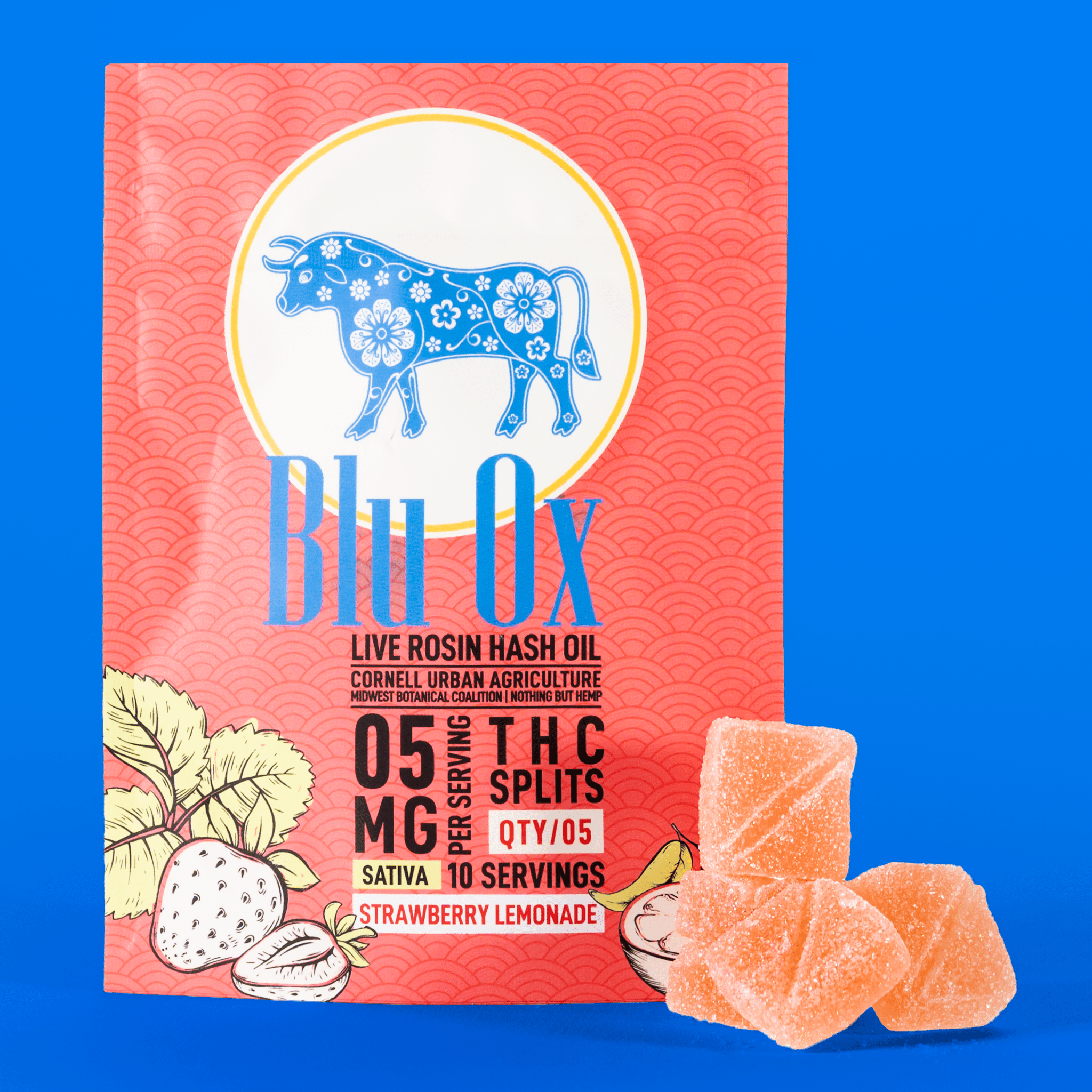 Live Rosin Sativa Gummies | 10mg THC Splits | Strawberry Lemonade | 5 Pack | 10 Servings