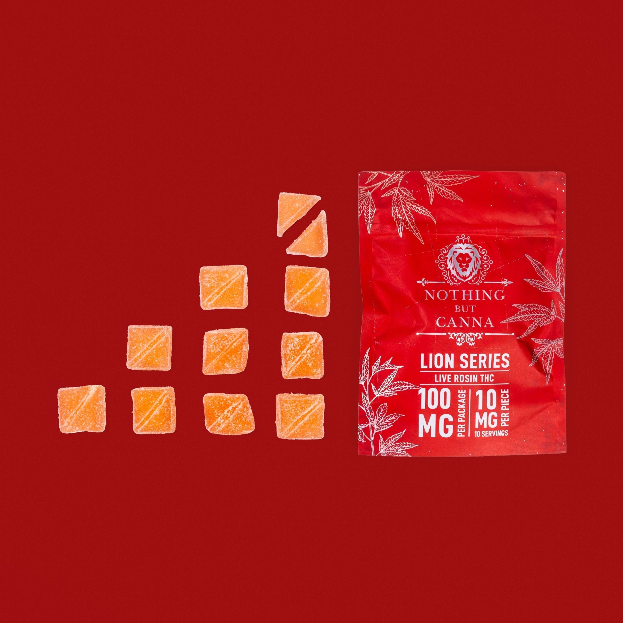 Live Rosin THC Gummies | 100MG | Strawberry Lemonade | Nothing But Canna | Lion Series