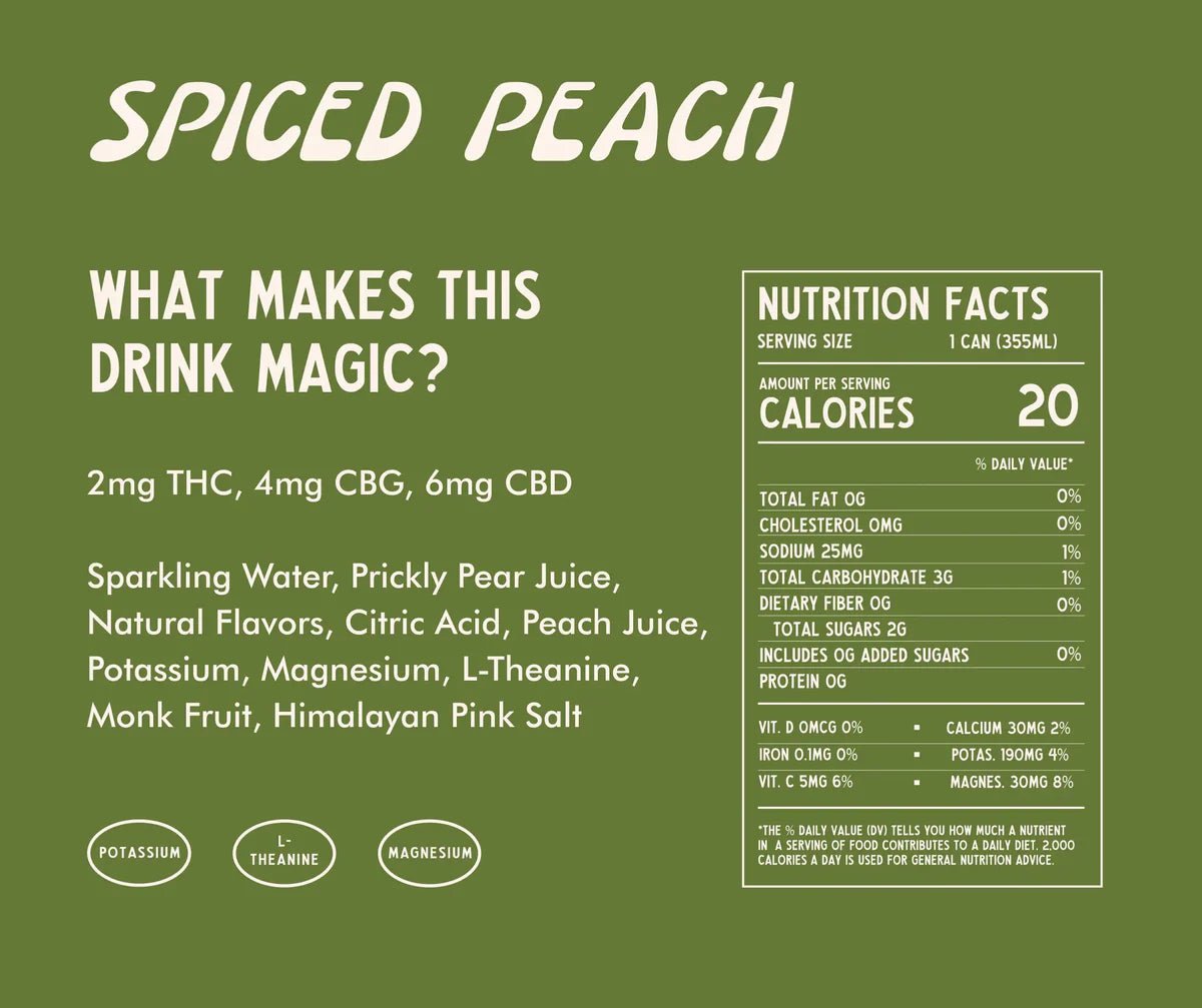 MAGIC CACTUS Low-Dose THC CBD Hemp Drinks - SPICED PEACH