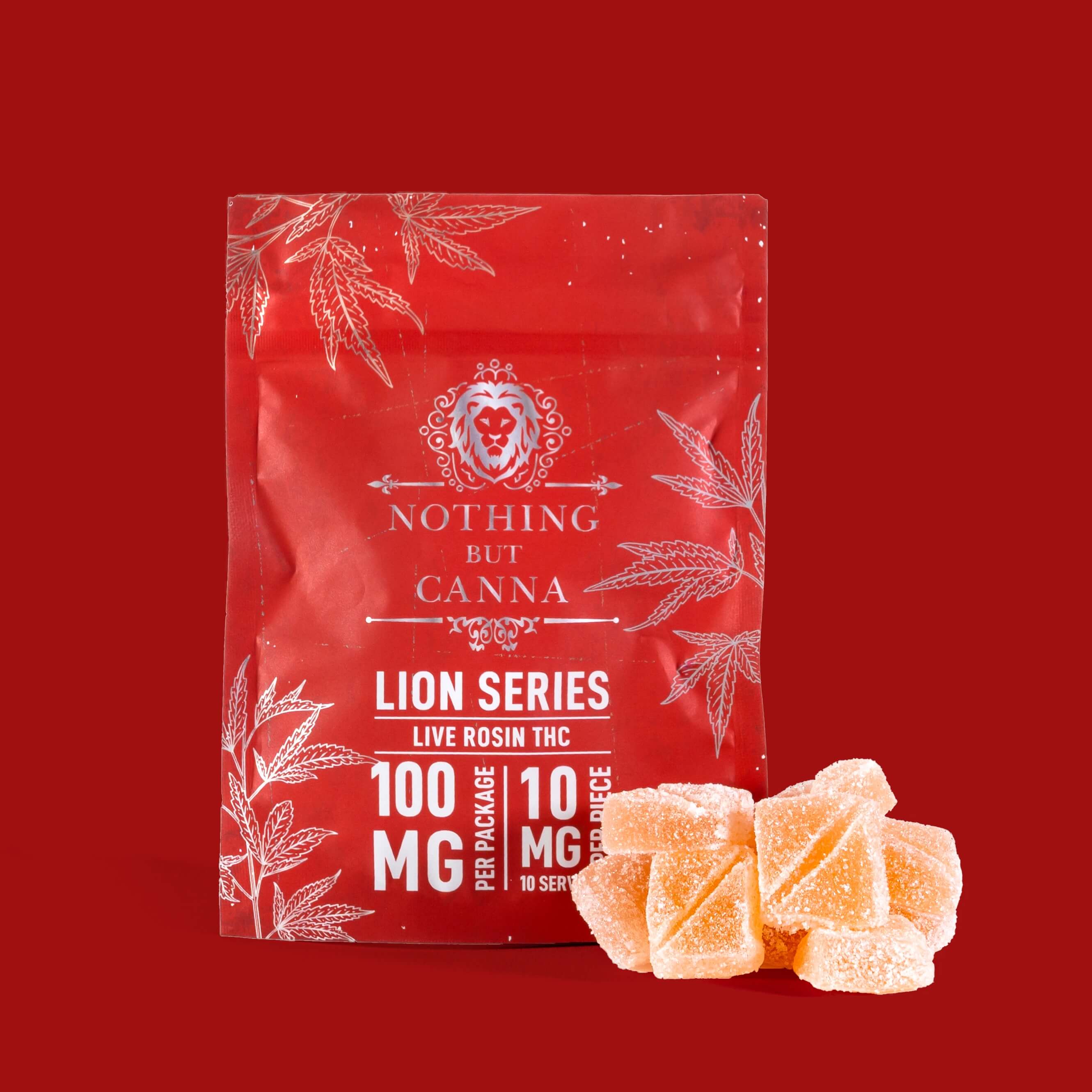 Live Rosin THC Gummies | 100MG | Strawberry Lemonade | Nothing But Canna | Lion Series