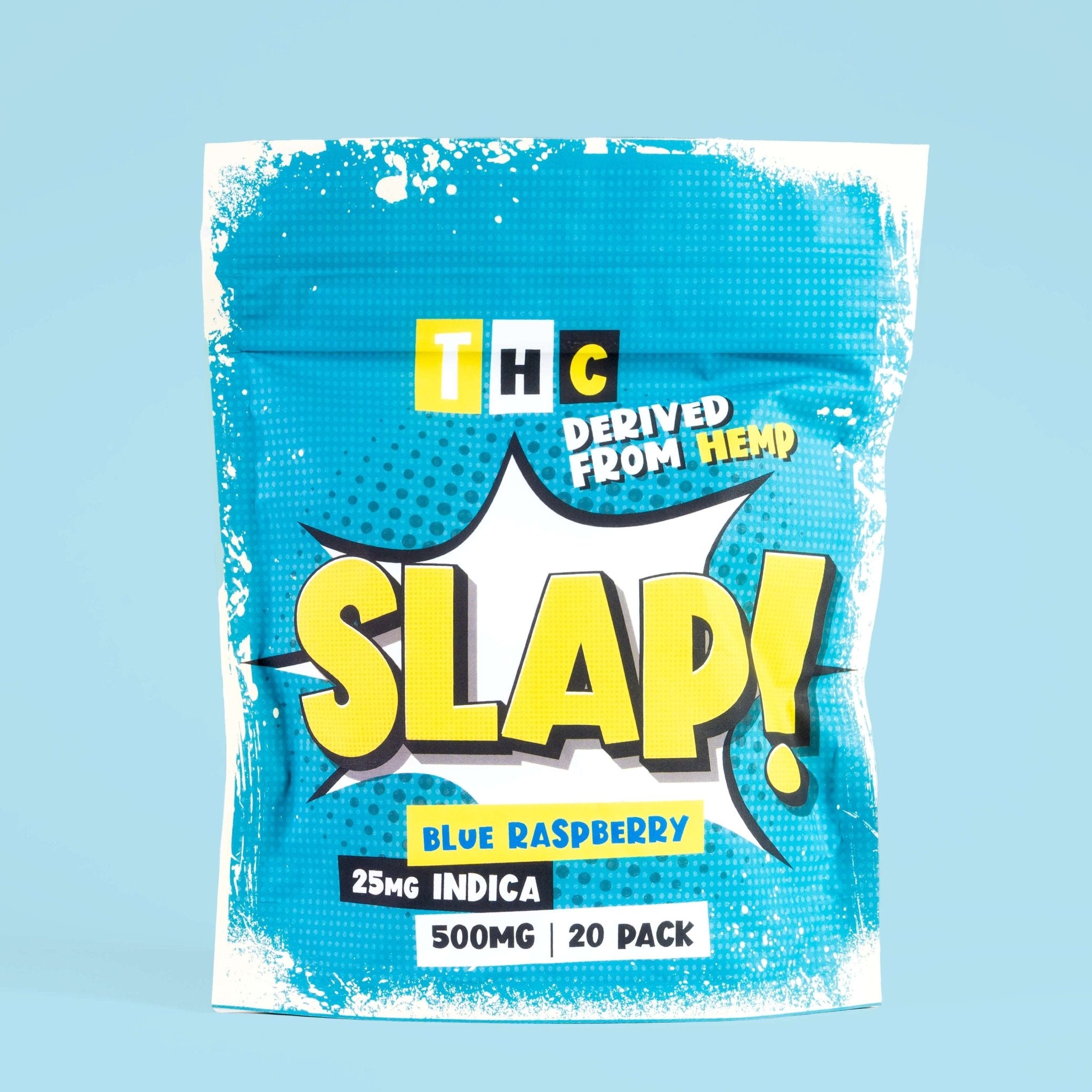 Slap! Blue Raspberry Indica THC Gummies | 25mg Each | 250mg Total | 10 Pack