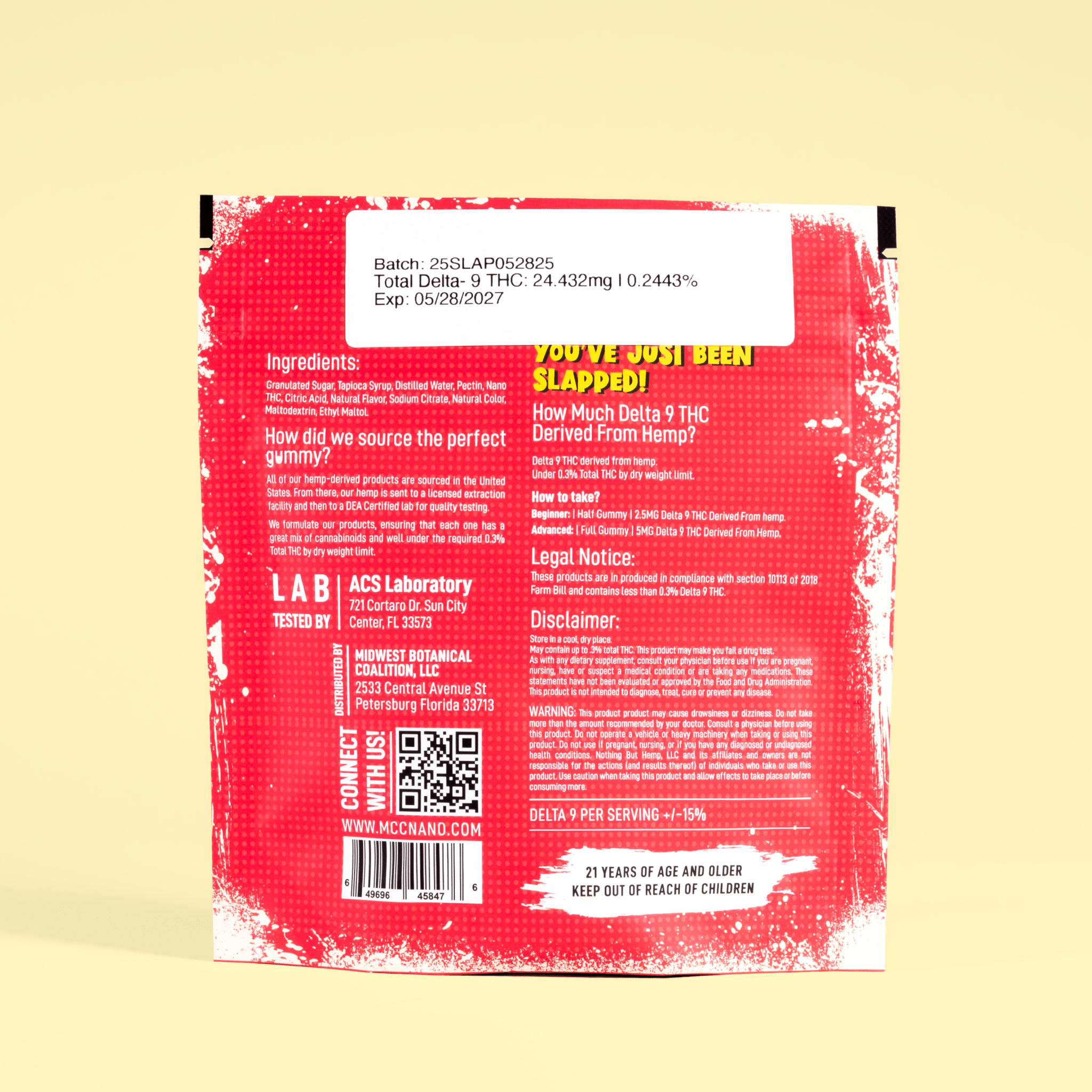 Slap! Strawberry Sativa THC Gummies | 25mg Each | 250mg Total | 10 Pack