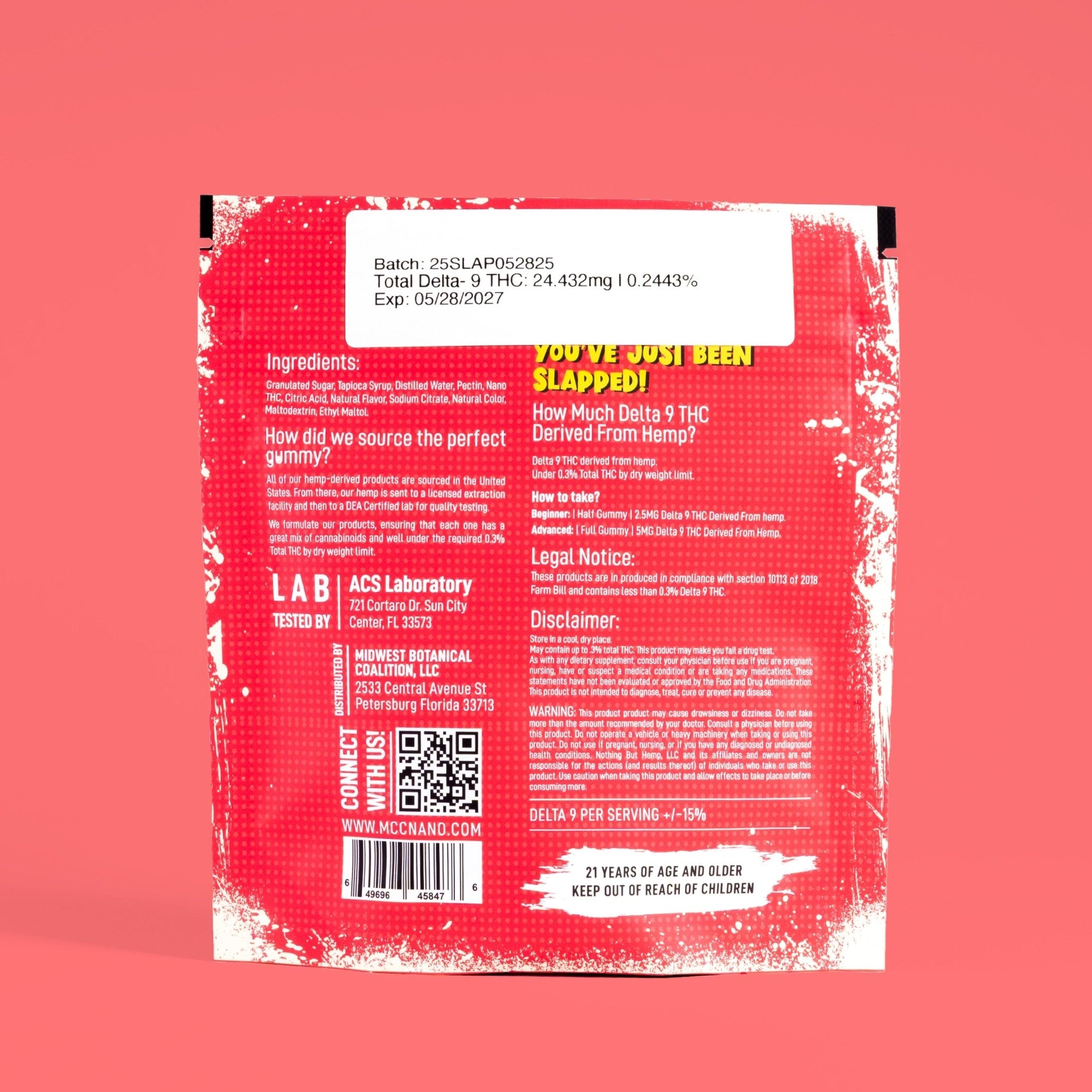 Slap! Strawberry Sativa THC Gummies | 25mg Each | 250mg Total | 10 Pack