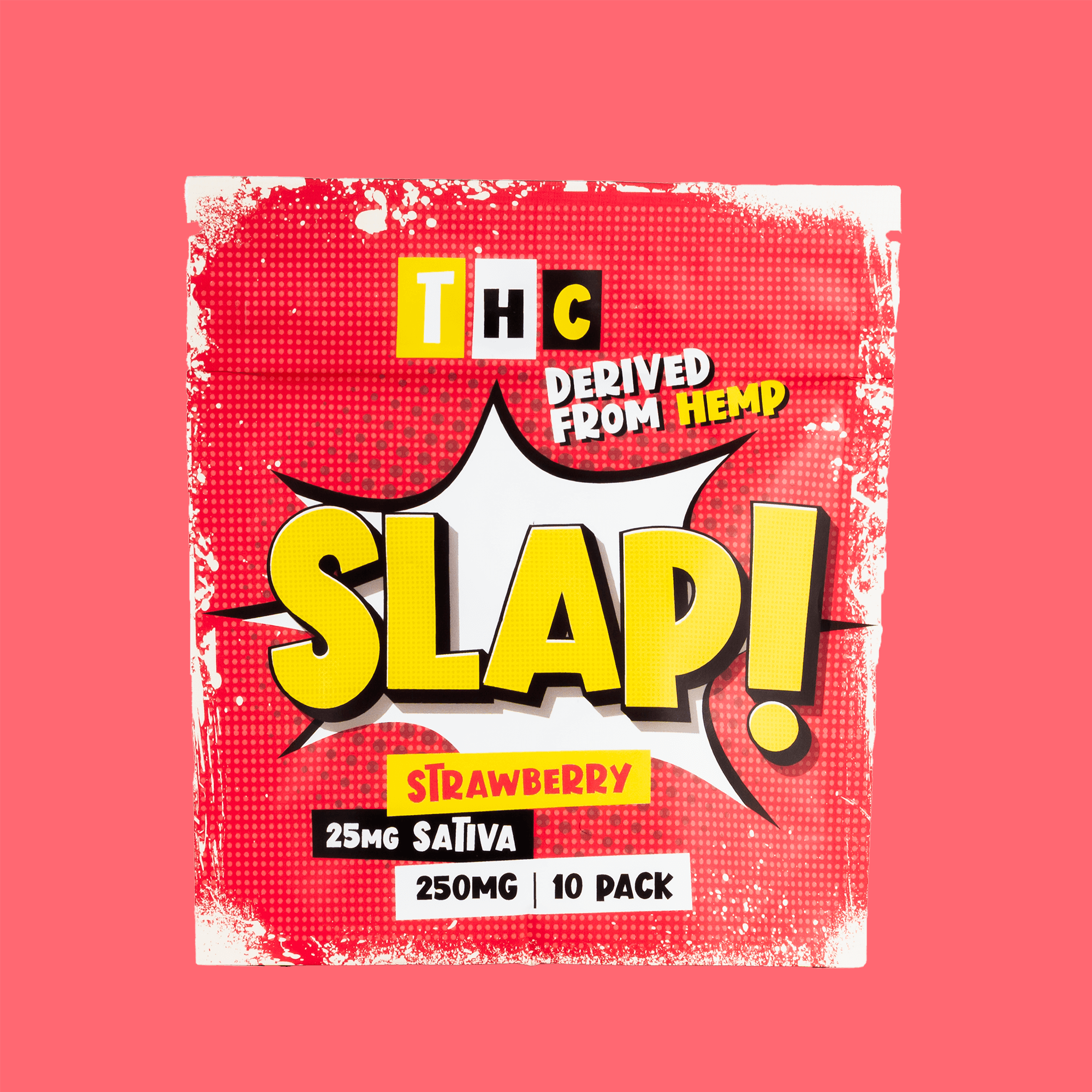 Slap! Strawberry Sativa THC Gummies | 25mg Each | 250mg Total | 10 Pack