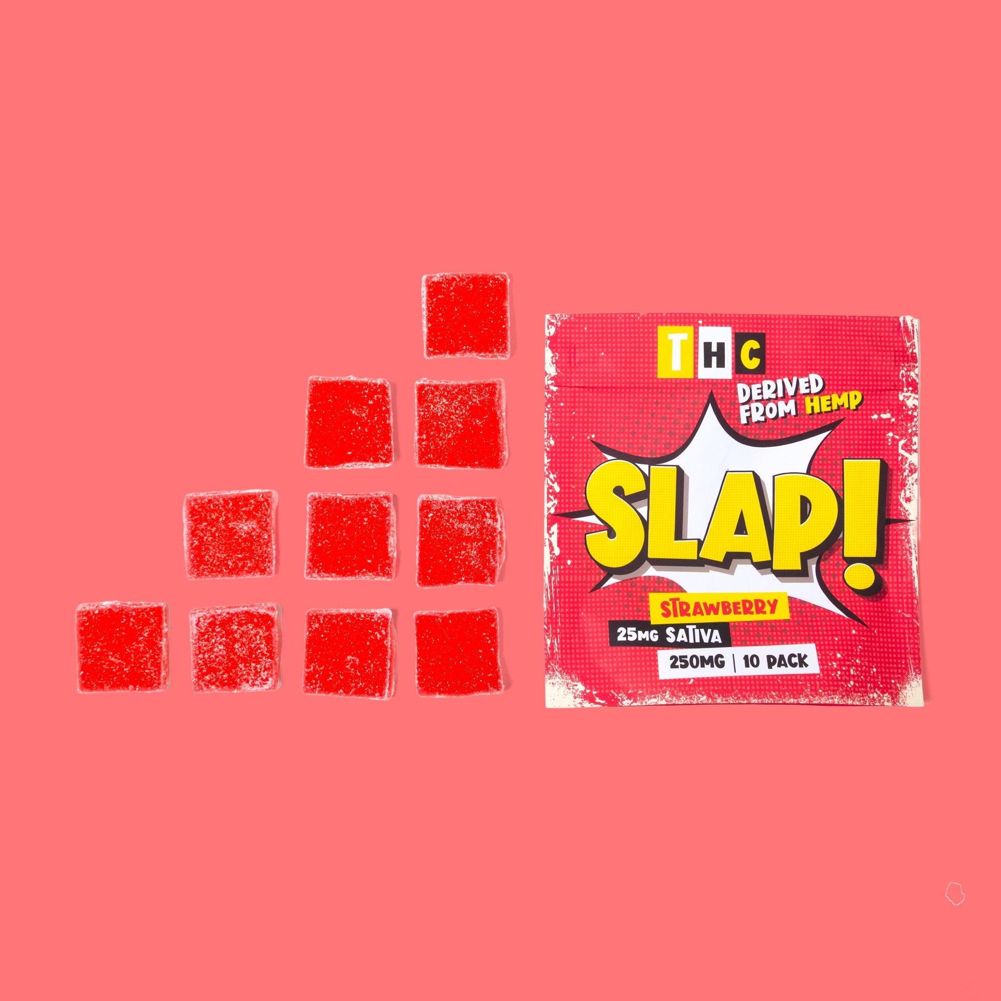 Slap! Strawberry Sativa THC Gummies | 25mg Each | 250mg Total | 10 Pack