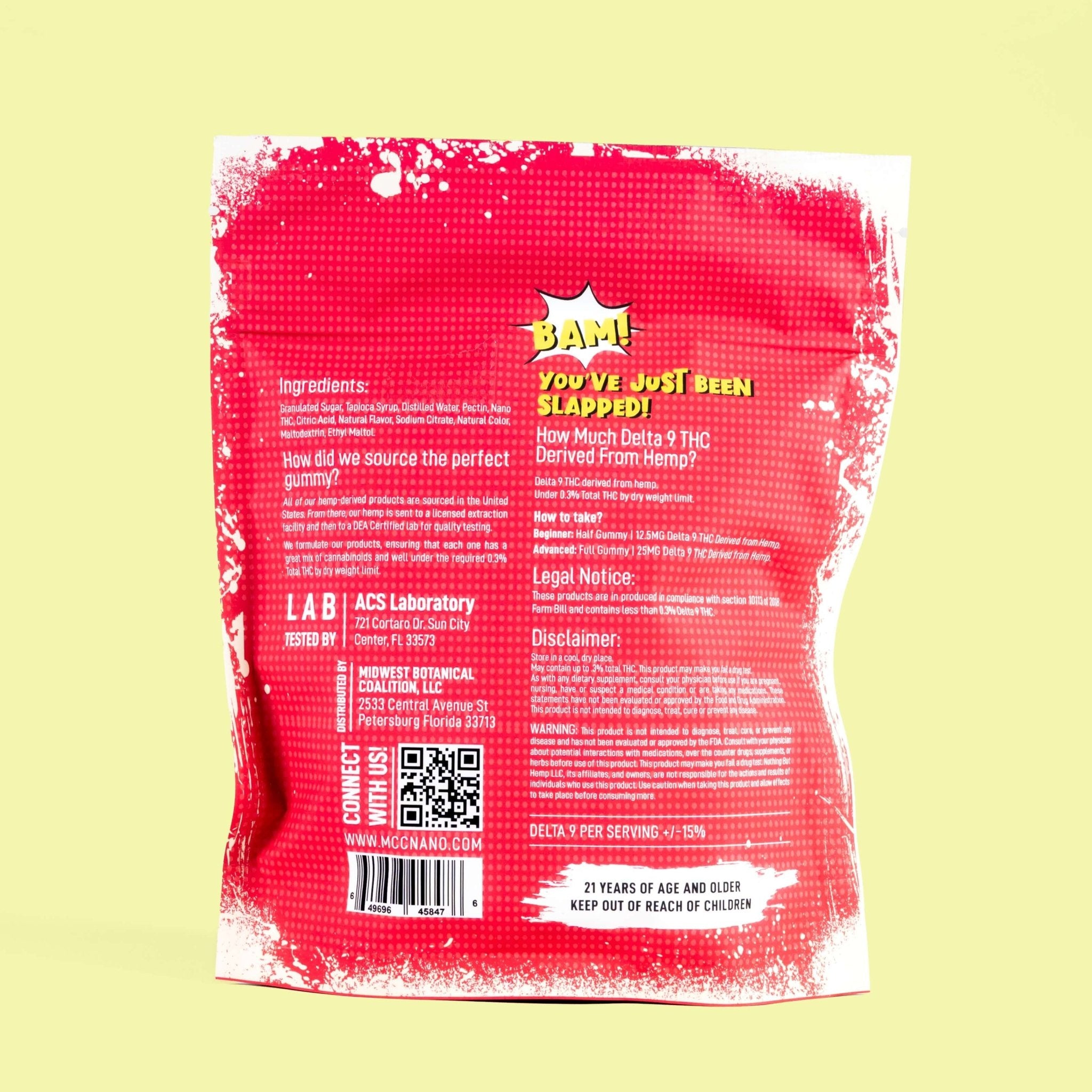 Slap! Strawberry Sativa THC Gummies | 25mg Each | 500mg Total | 20 Pack