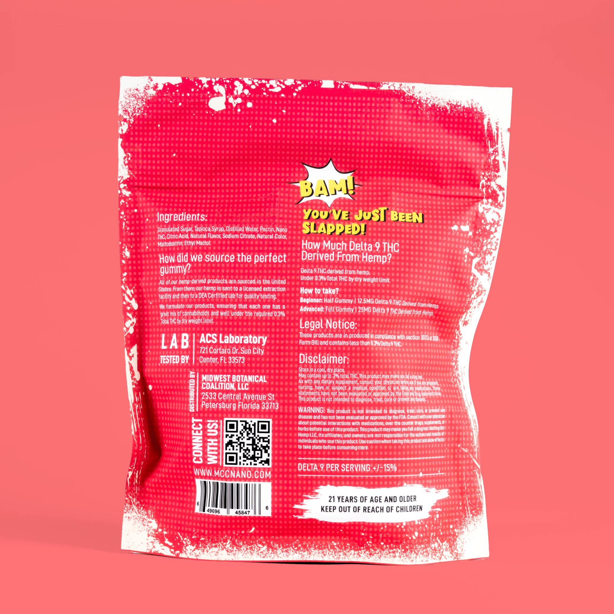 Slap! Strawberry Sativa THC Gummies | 25mg Each | 500mg Total | 20 Pack