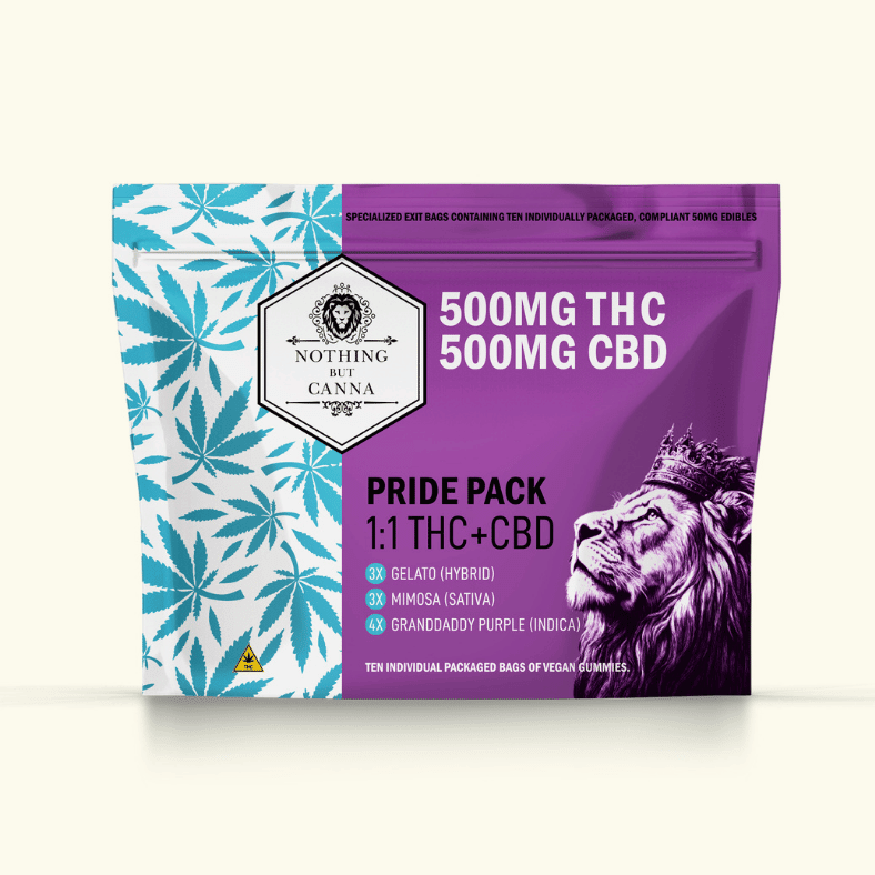 THC + CBD Gummies Pride Pack – 500mg THC + 500mg CBD | 10 Gummy Bags