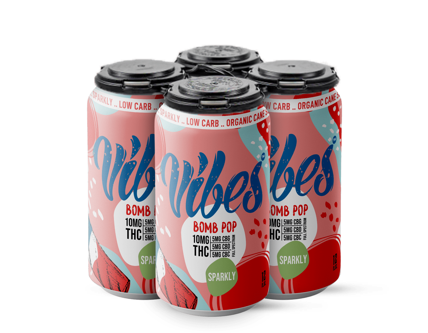 Vibes™ Bomb Pop - A Spark of Summer | Full Spectrum THC Cooler | 4 Pack