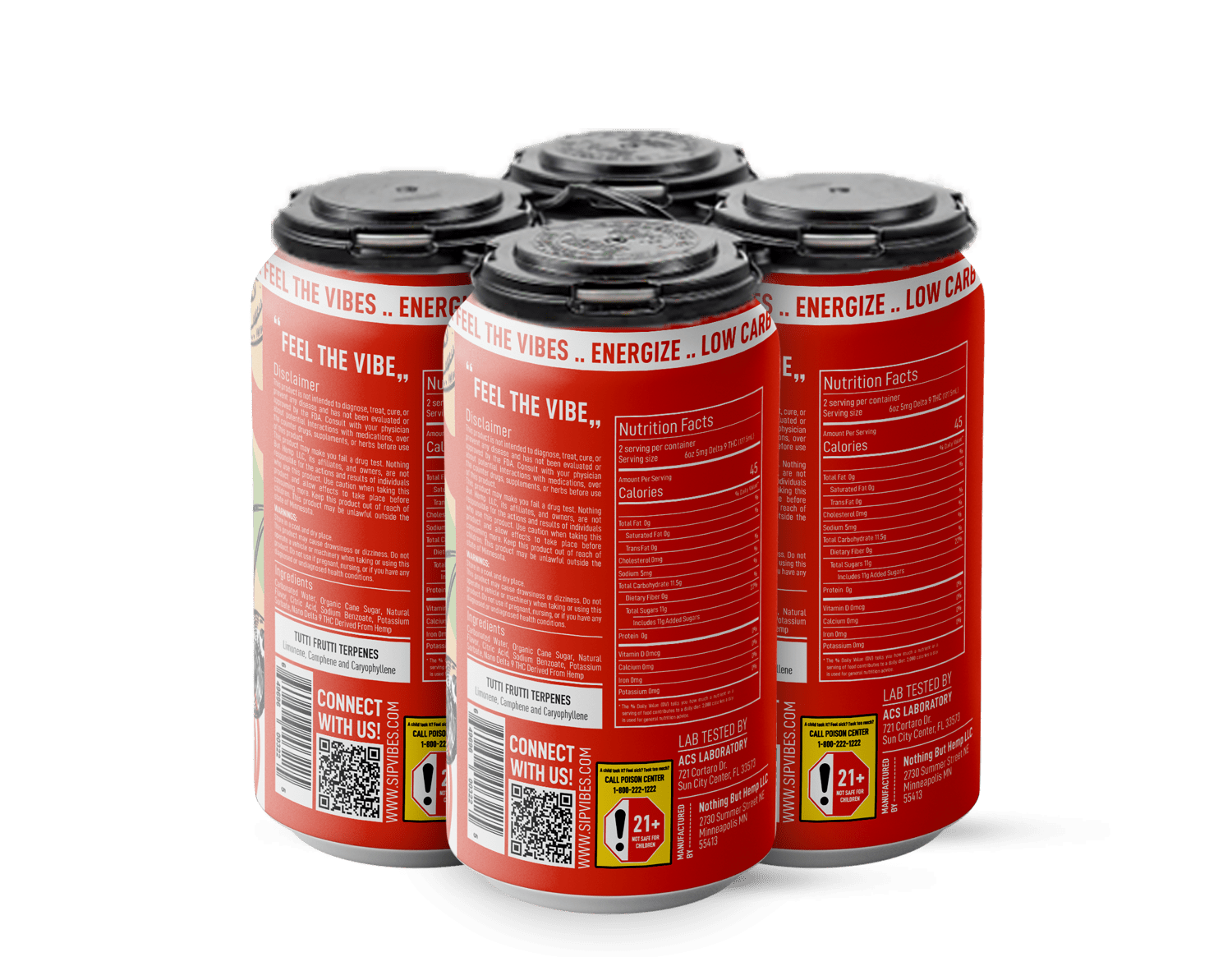 Vibes™ Fruit Punch Energize | THC Cooler | 4 Pack
